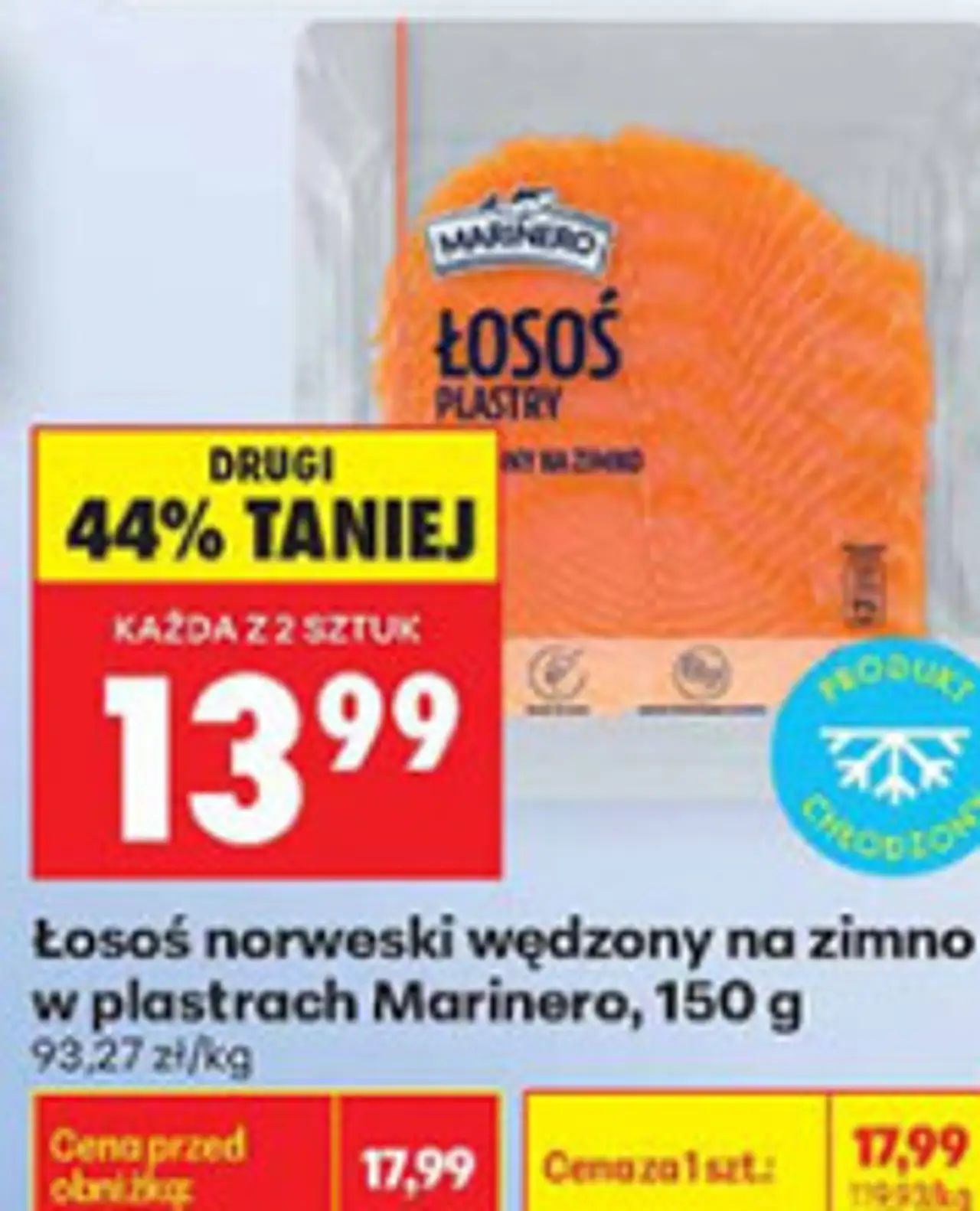 Łosoś norweski wędzony na zimno w plastrach Marinero, 150 g