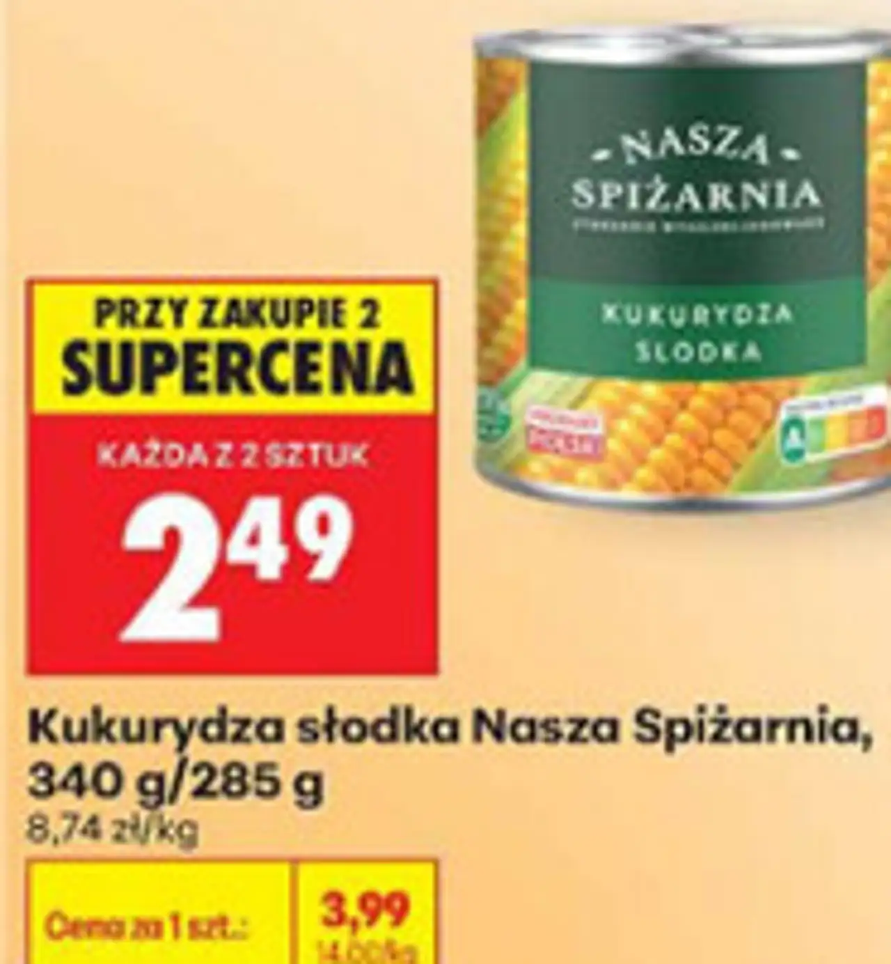 Kukurydza słodka Nasza Spiżarnia, 340 g/285 g