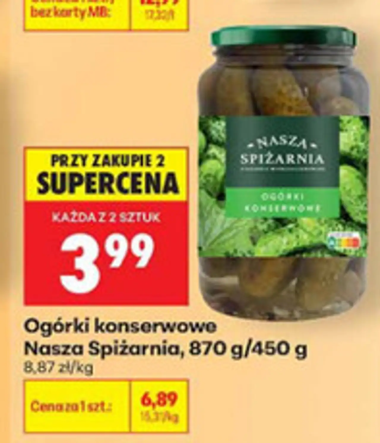 Ogórki konserwowe Nasza Spiżarnia, 870 g/450 g