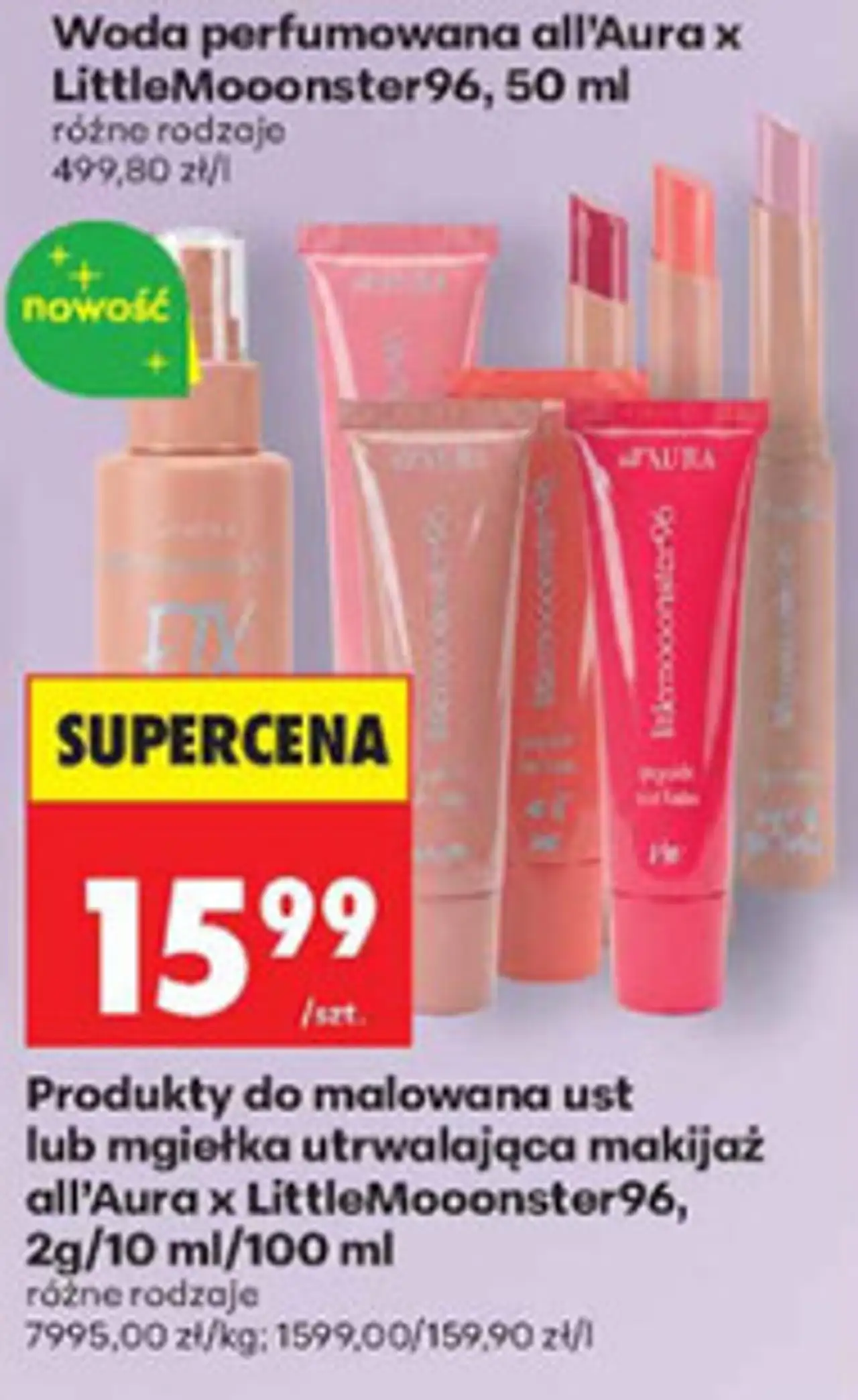Produkty do malowania ust lub mgiełka utrwalająca makijaż all'Aura x LittleMooonster96