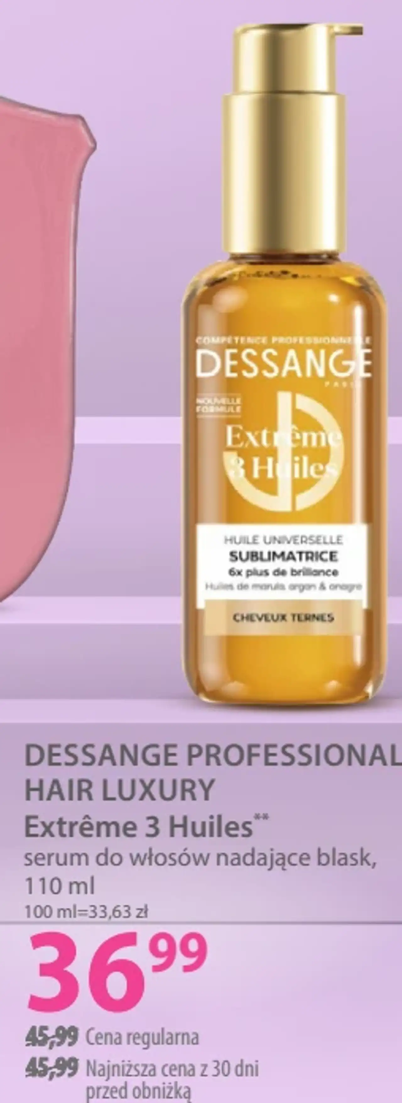 Dessange Professional Hair Luxury Extrême 3 Huiles serum do włosów nadające blask