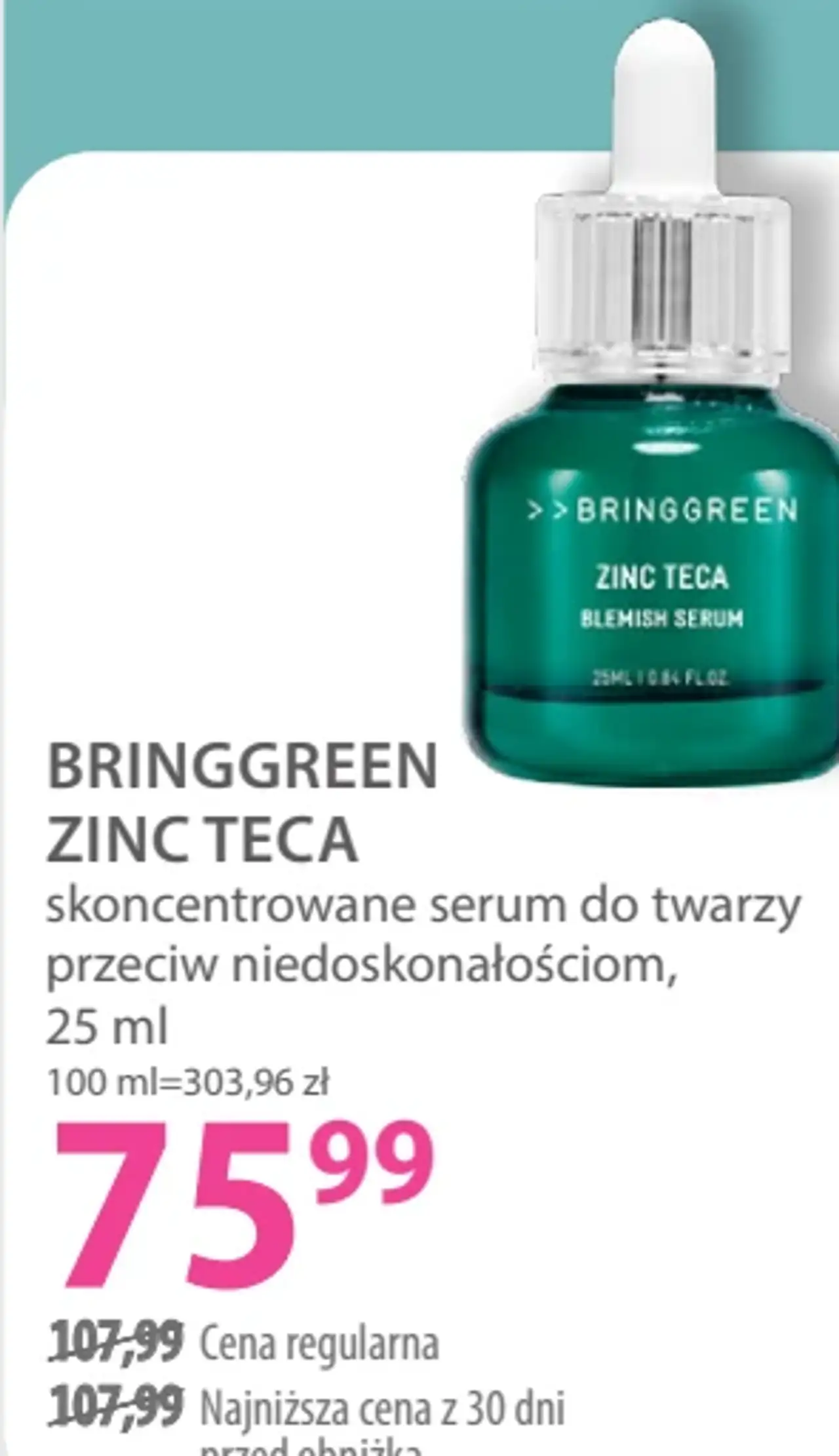 BRINGGREEN ZINC TECA skoncentrowane serum do twarzy