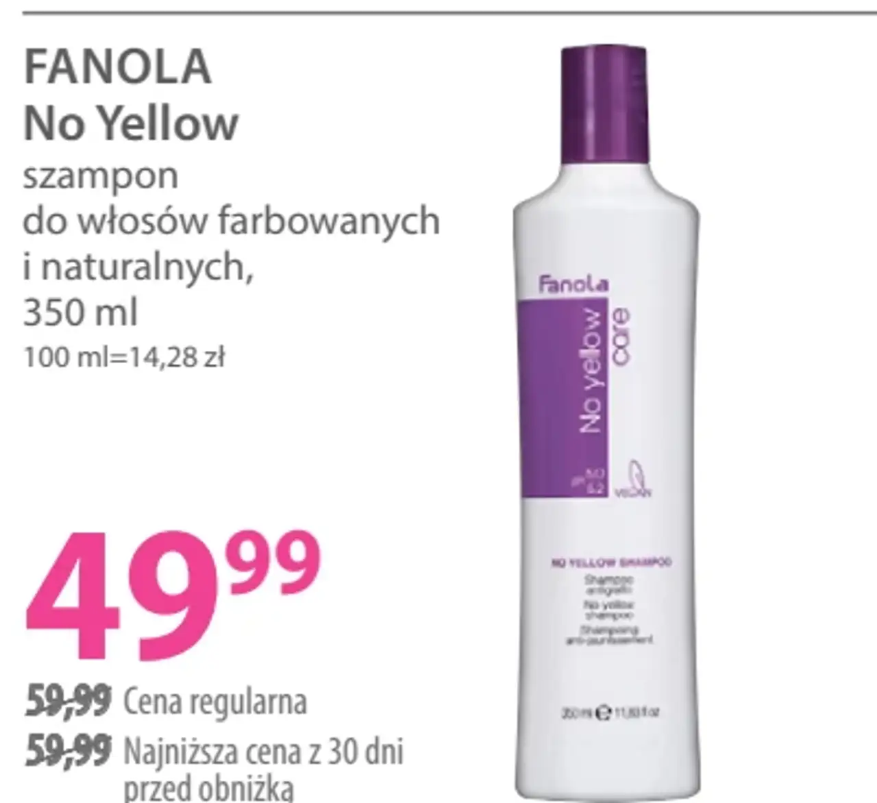 FANOLA No Yellow szampon do włosów farbowanych i naturalnych, 350 ml