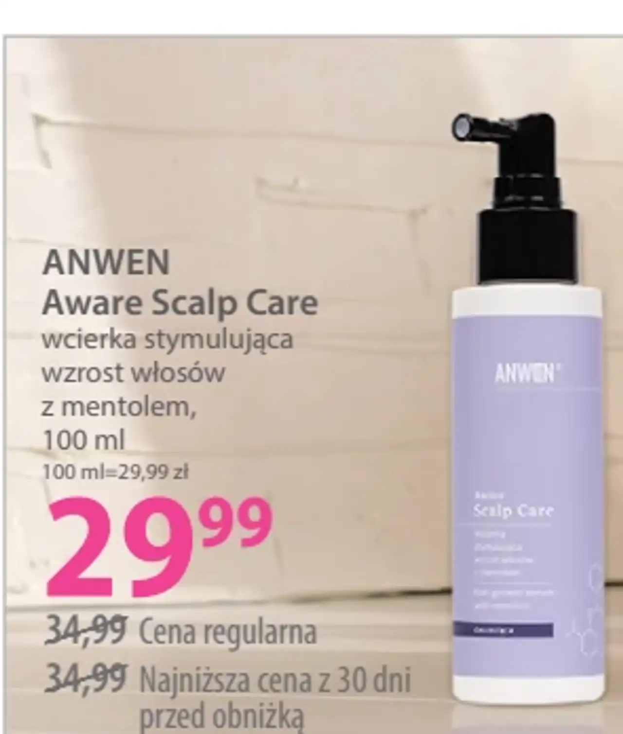 ANWEN Aware Scalp Care wcierka stymulująca wzrost włosów z mentolem, 100 ml