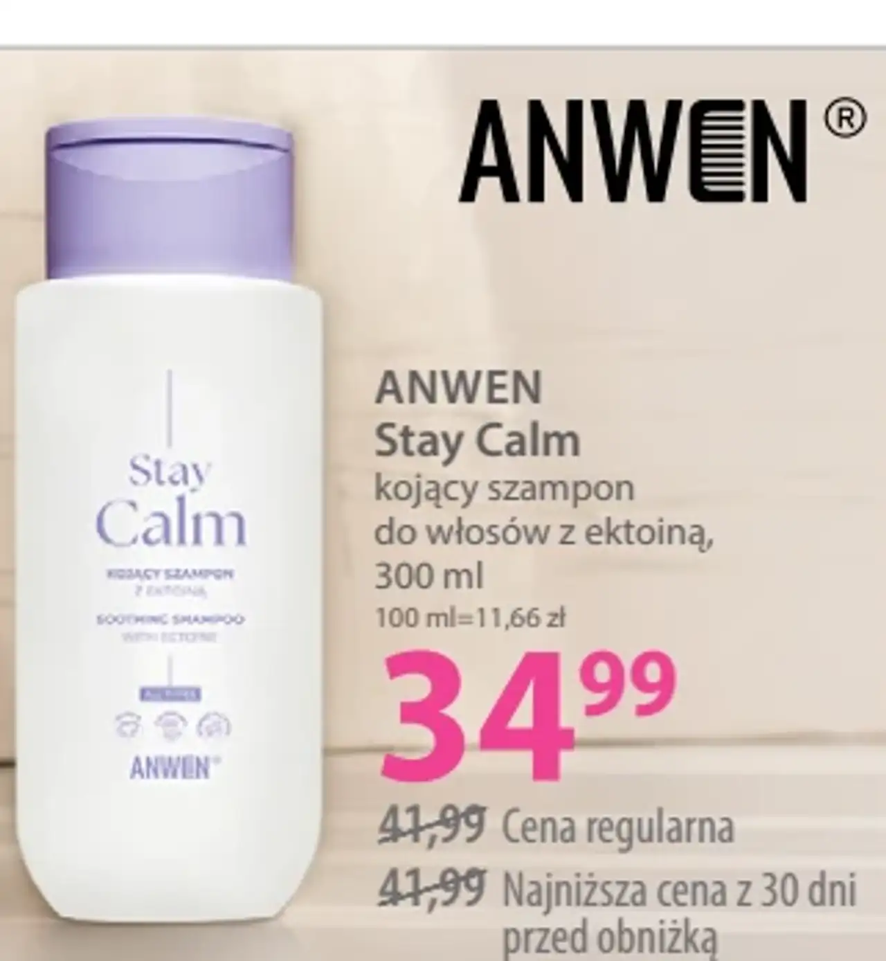 ANWEN Stay Calm kojący szampon do włosów z ektoiną, 300 ml