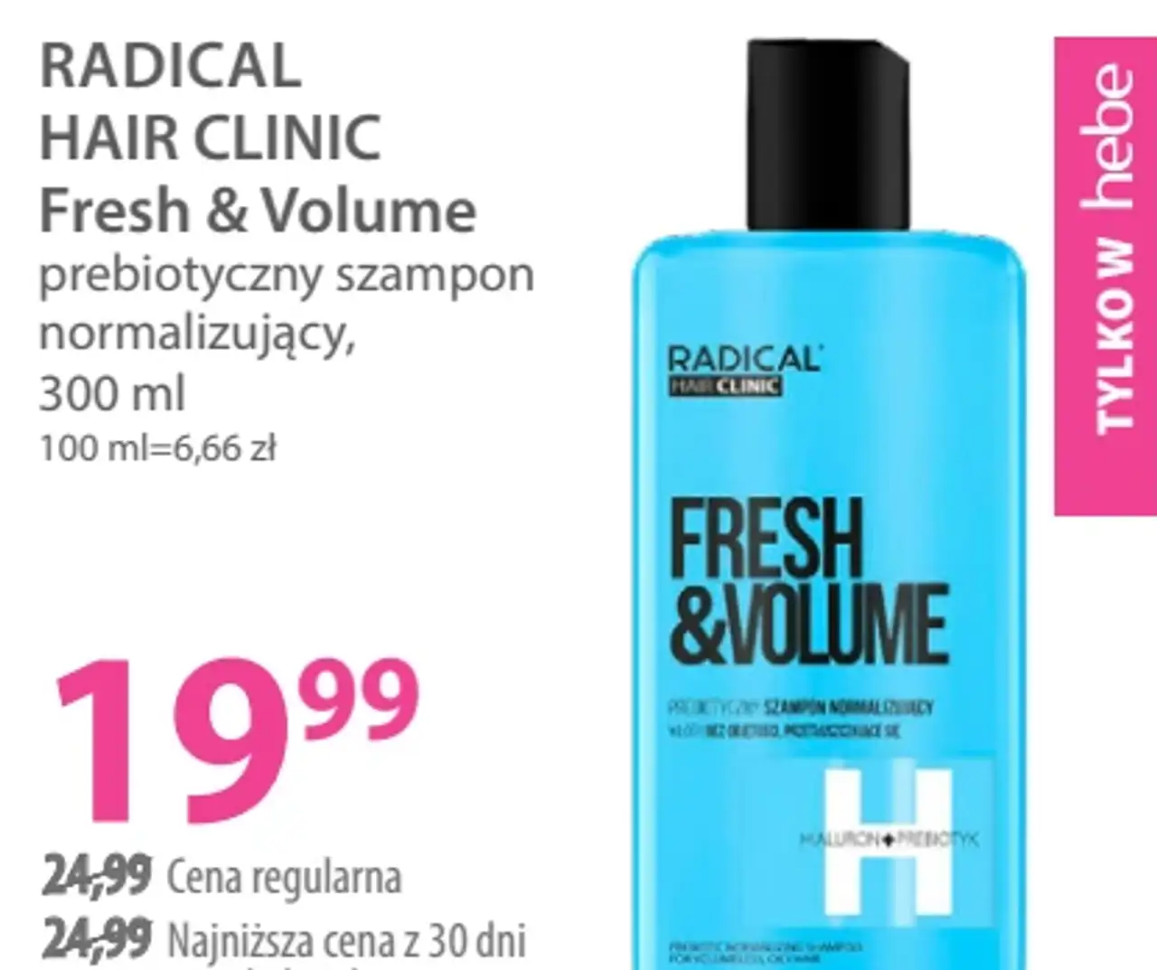 Szampon oczyszczająco-normalizujący Radical Hair Clinic Fresh & Volume