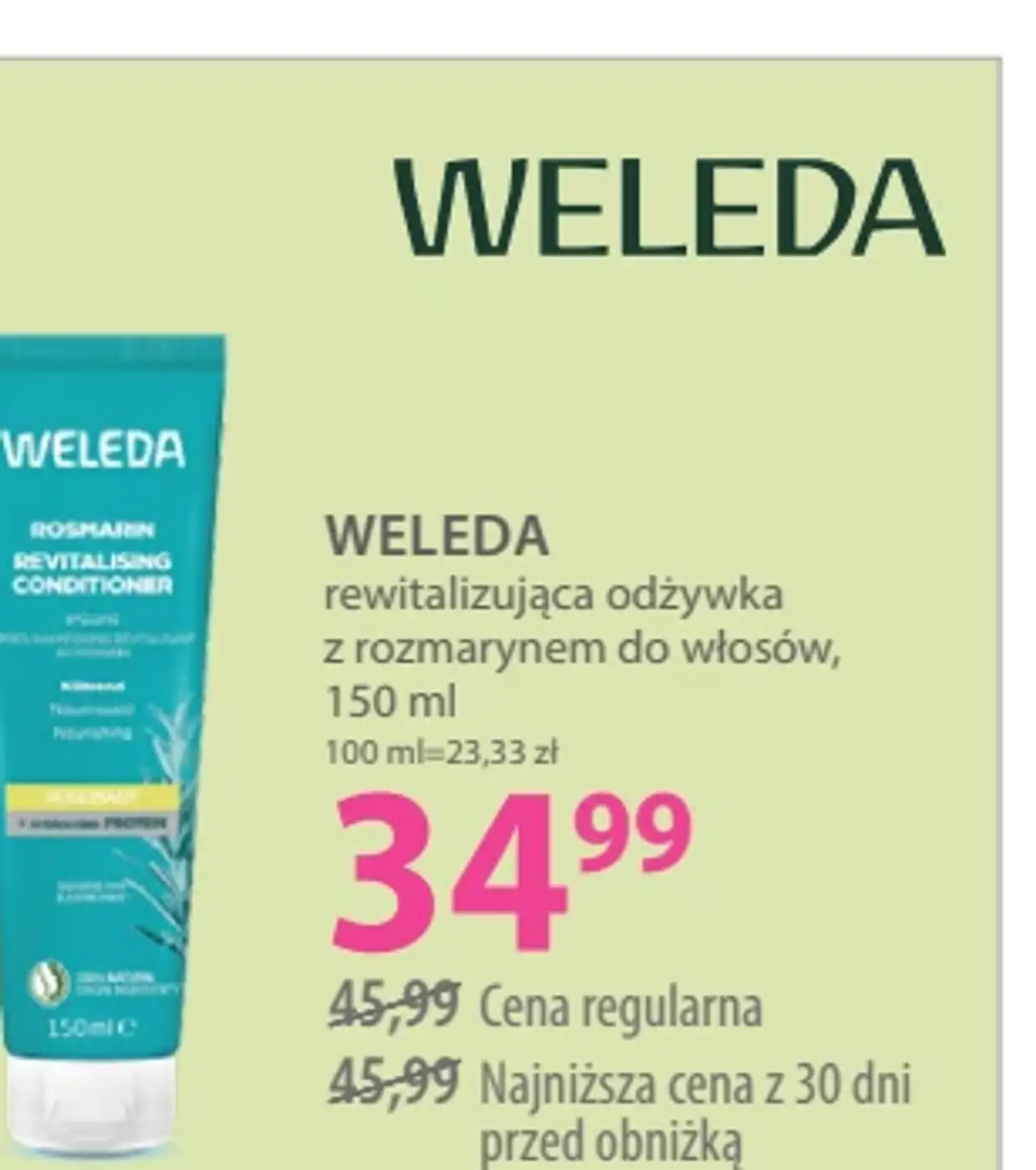 WELEDA rewitalizująca odżywka z rozmarynem do włosów