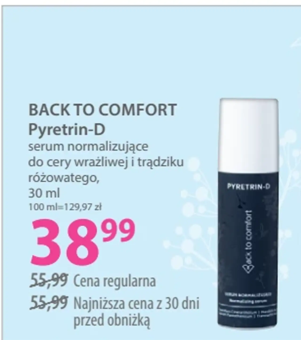 BACK TO COMFORT Pyretrin-D serum normalizujące do cery wrażliwej i trądziku różowatego
