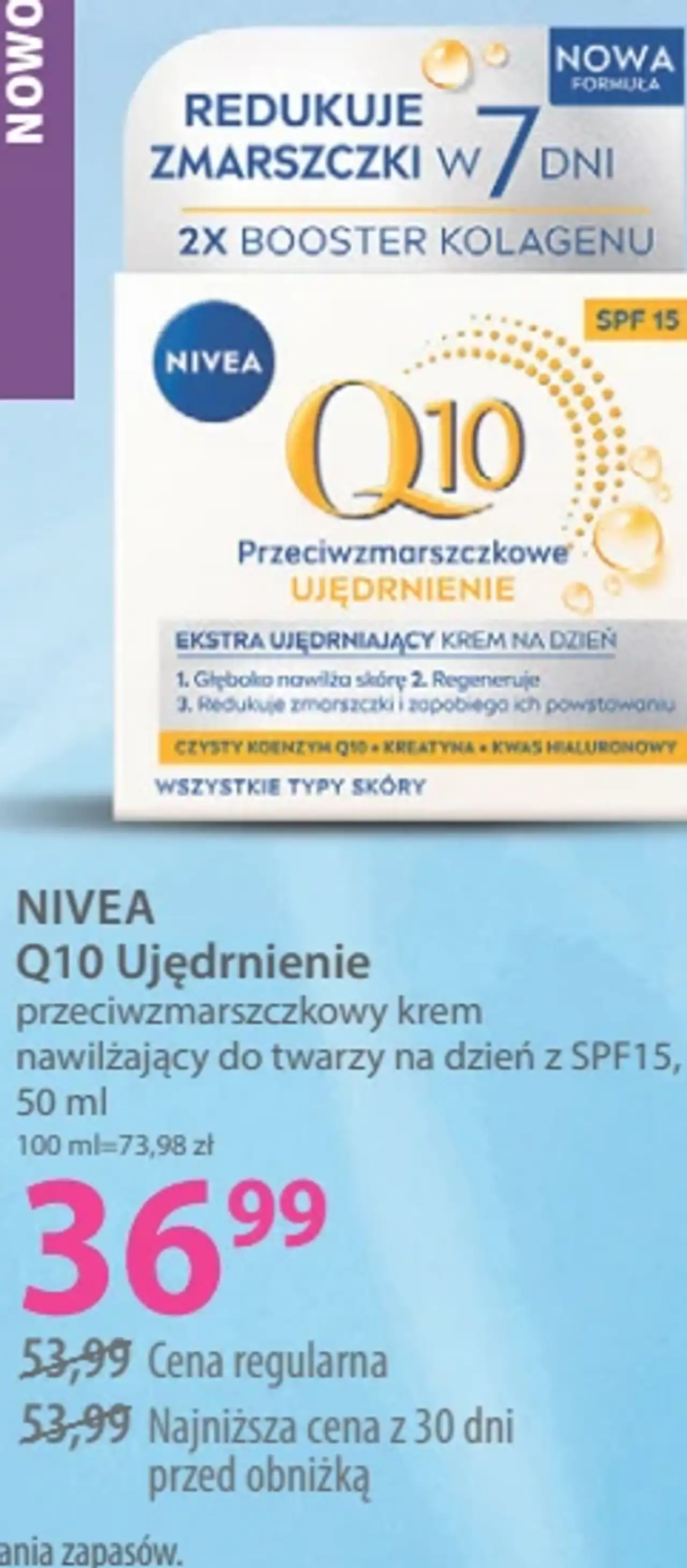NIVEA Q10 Ujędrnienie przeciwzmarszczkowy krem nawilżający do twarzy na dzień SPF 15