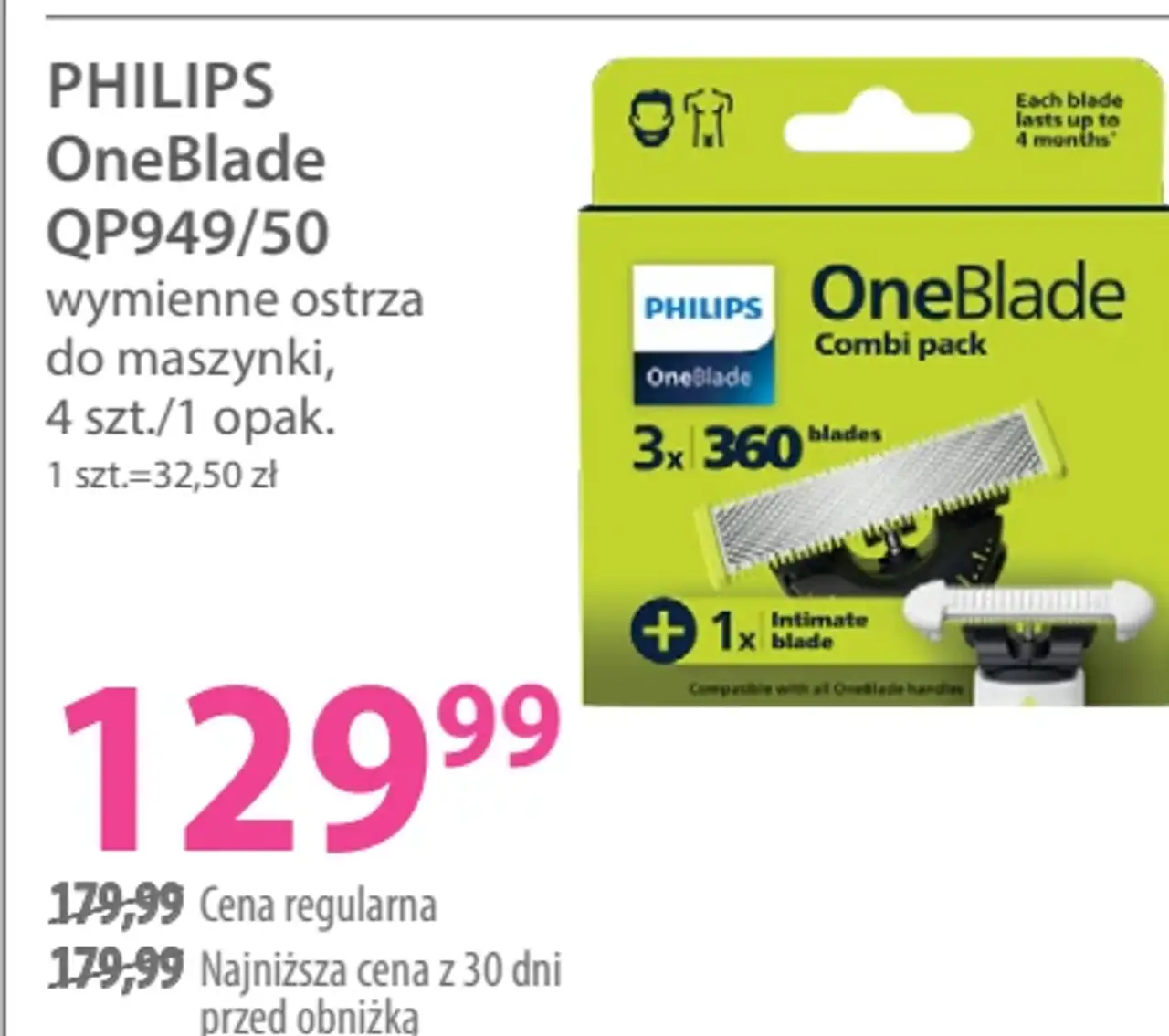 PHILIPS OneBlade QP949/50 wymienne ostrza do maszynki