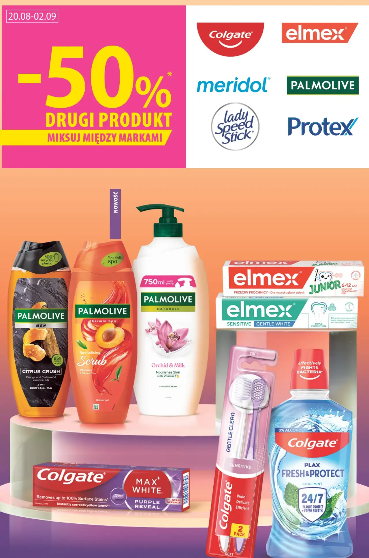 Produkty marek : Colgate, elmex, palmolive, protex, lady speed stick, meridol