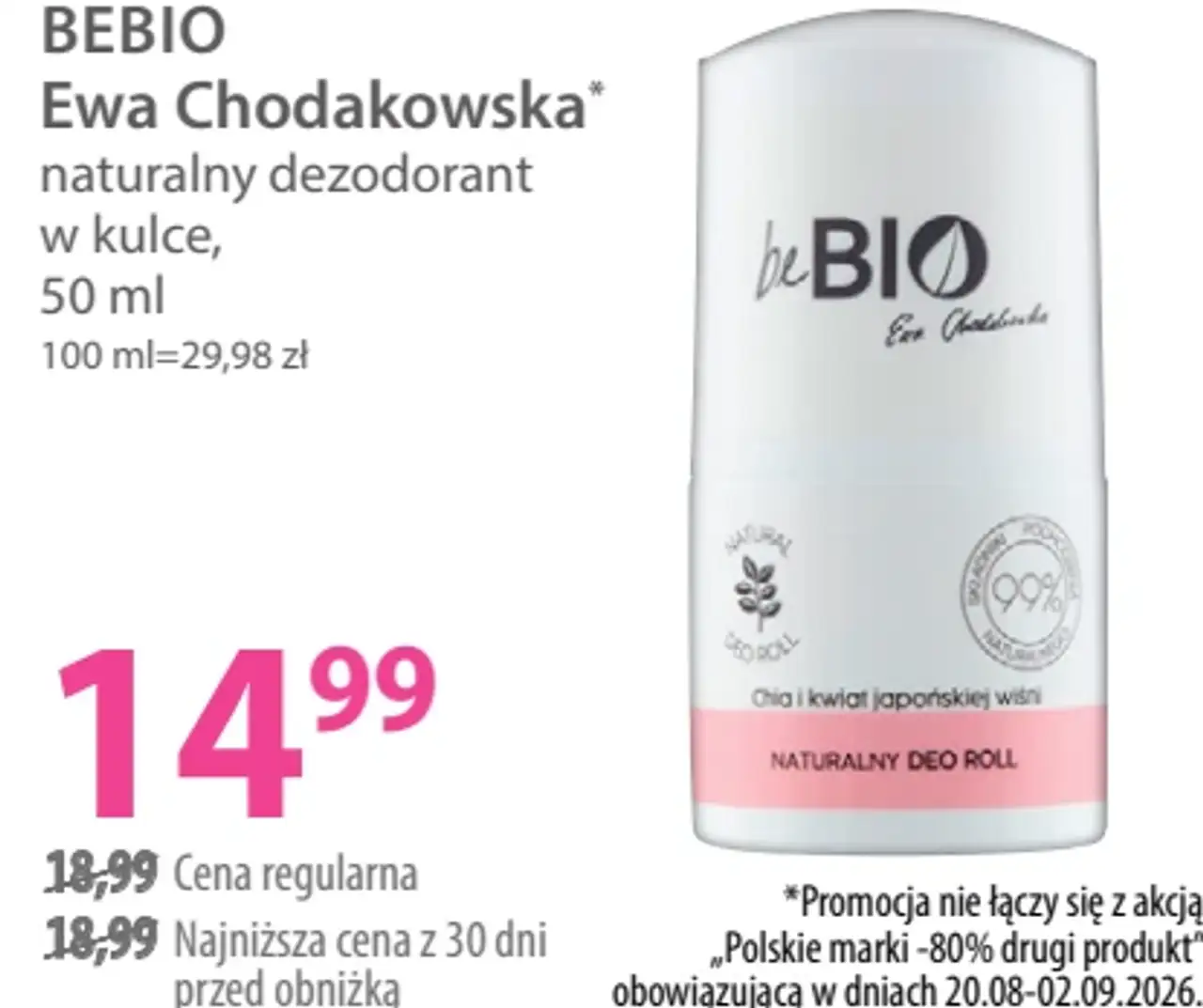 beBIO Ewa Chodakowska naturalny dezodorant w kulce