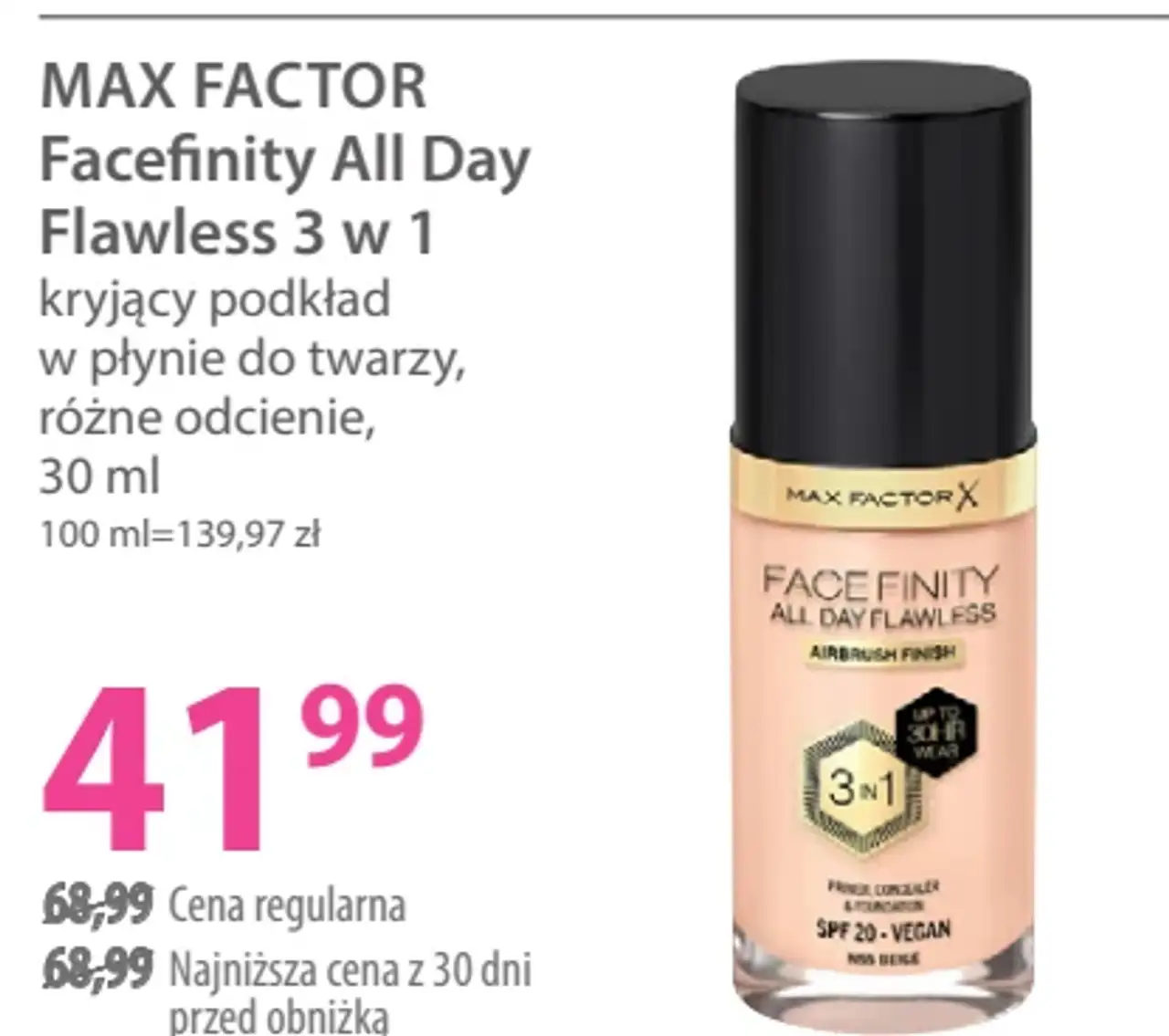 MAX FACTOR Facefinity All Day Flawless 3 w 1 kryjący podkład w płynie do twarzy