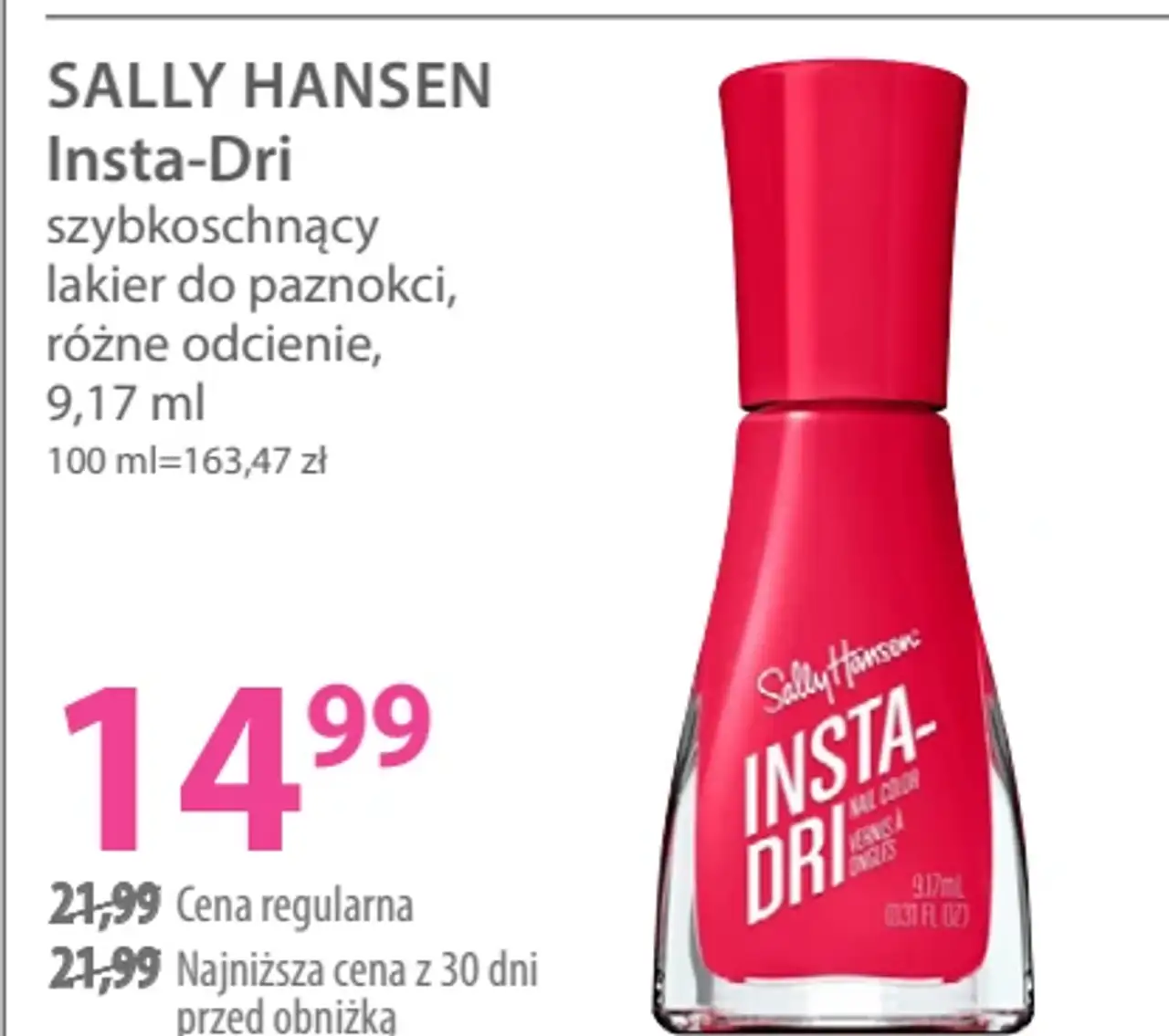 SALLY HANSEN Insta-Dri szybkoschnący lakier do paznokci