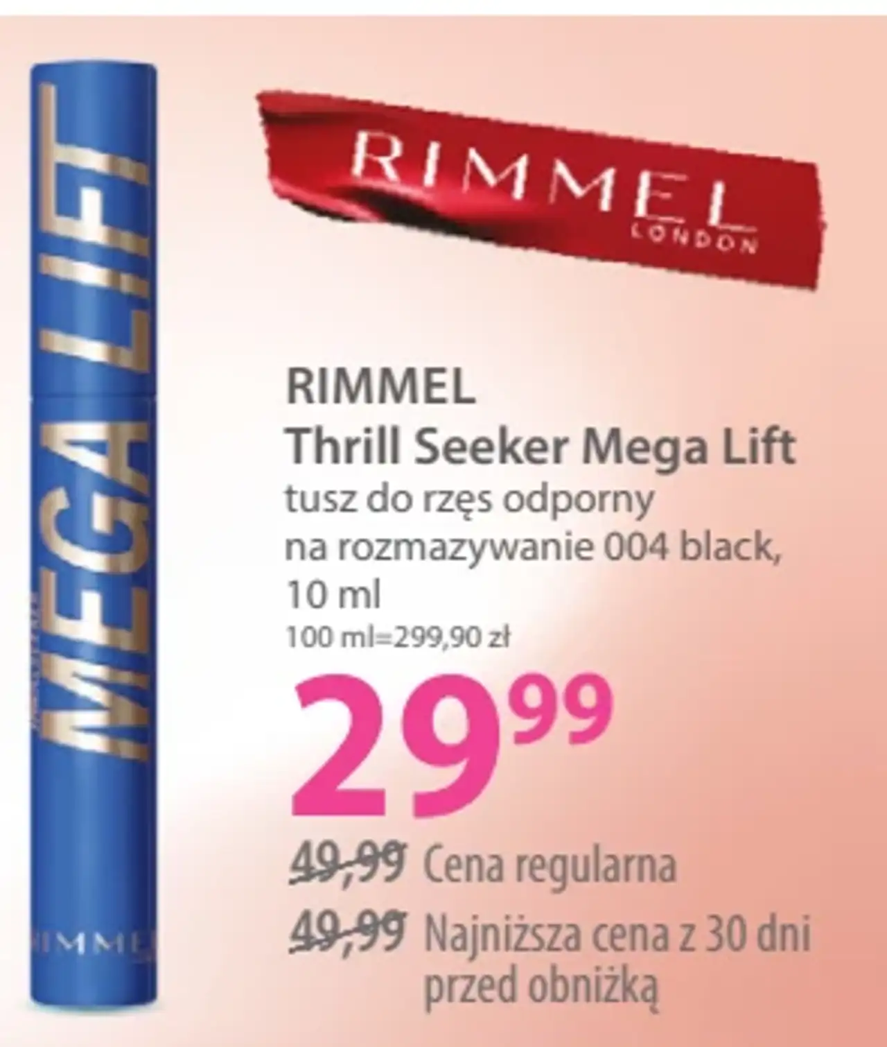 RIMMEL Thrill Seeker Mega Lift tusz do rzęs odporny na rozmazywanie