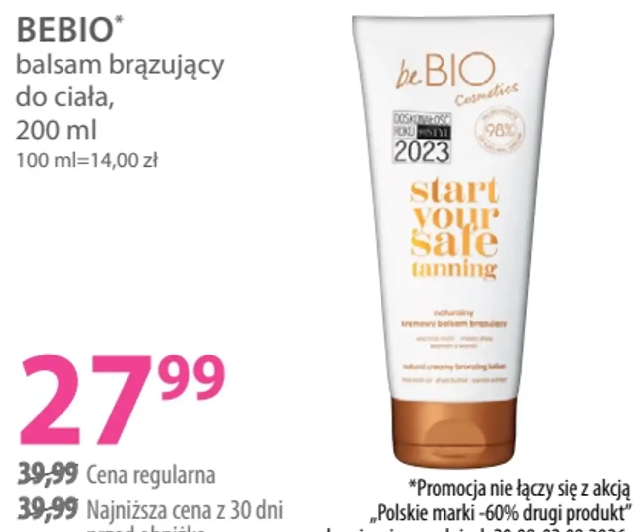 beBIO Cosmetics balsam brązujący do ciała