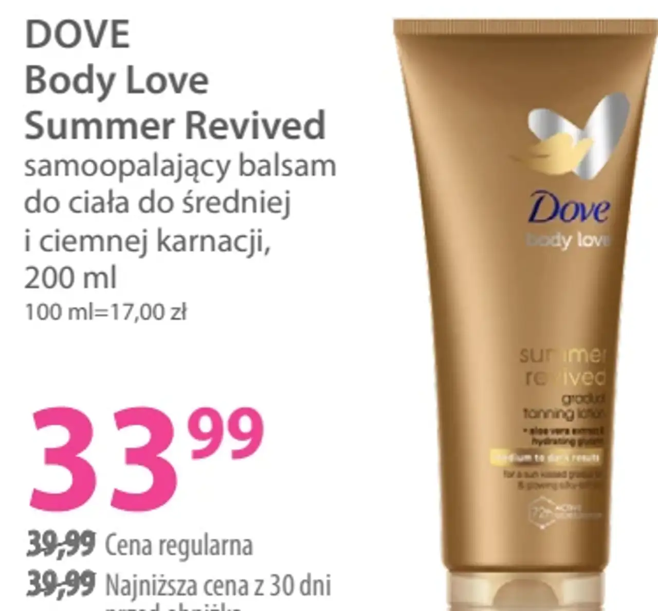 Dove Body Love Summer Revived samoopalający balsam do ciała do średniej i ciemnej karnacji