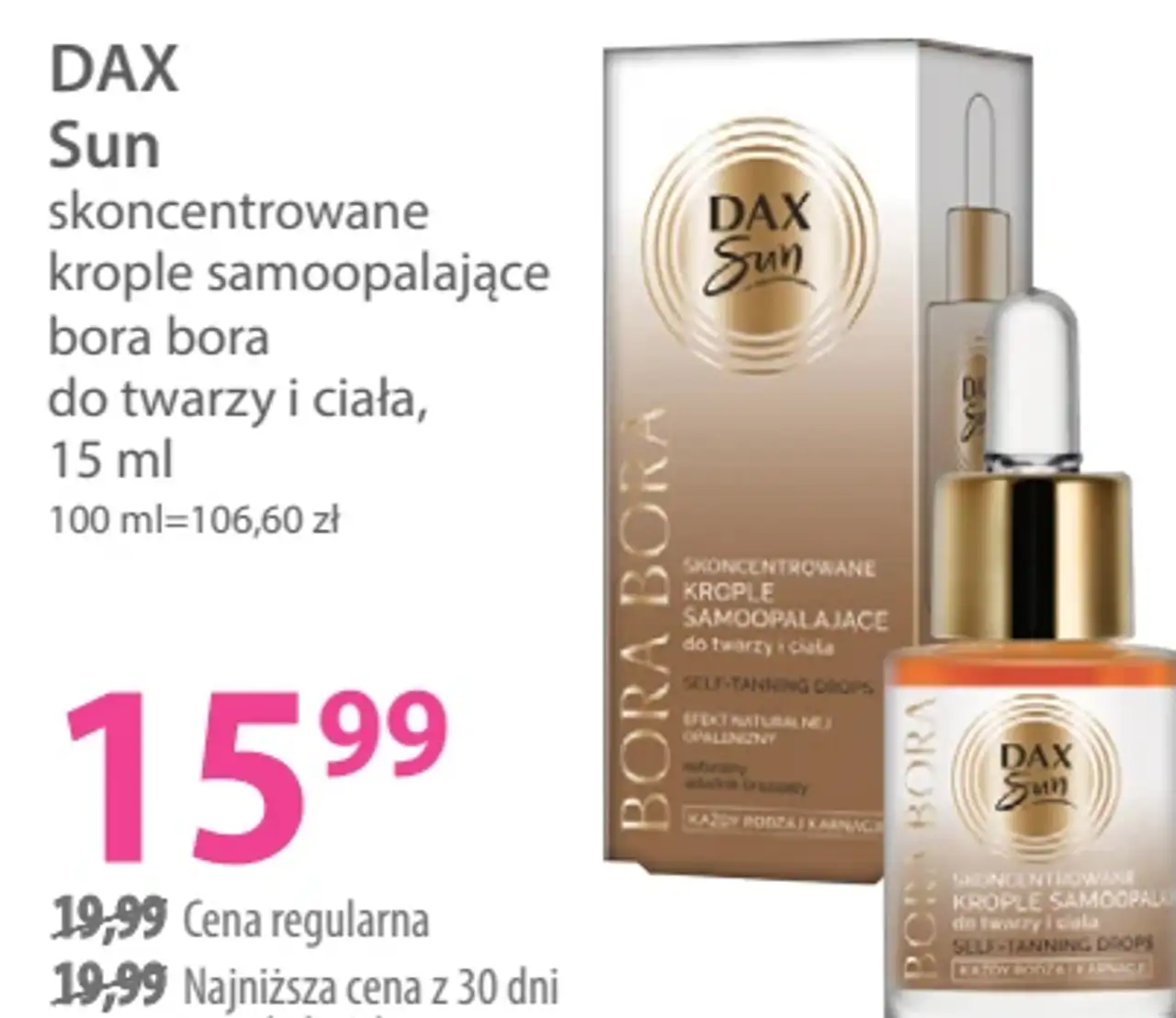 DAX Sun skoncentrowane krople samoopalające bora bora do twarzy i ciała