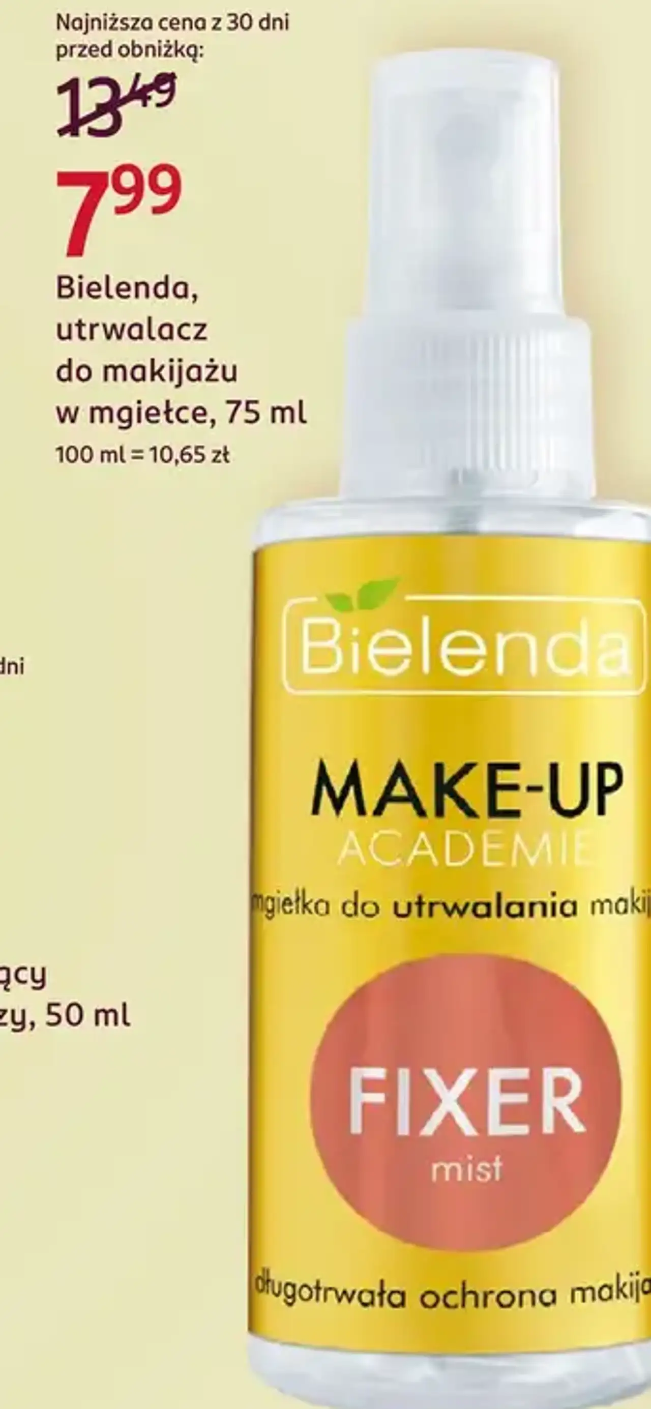 Bielenda, utrwalacz do makijażu w mgiełce, 75 ml