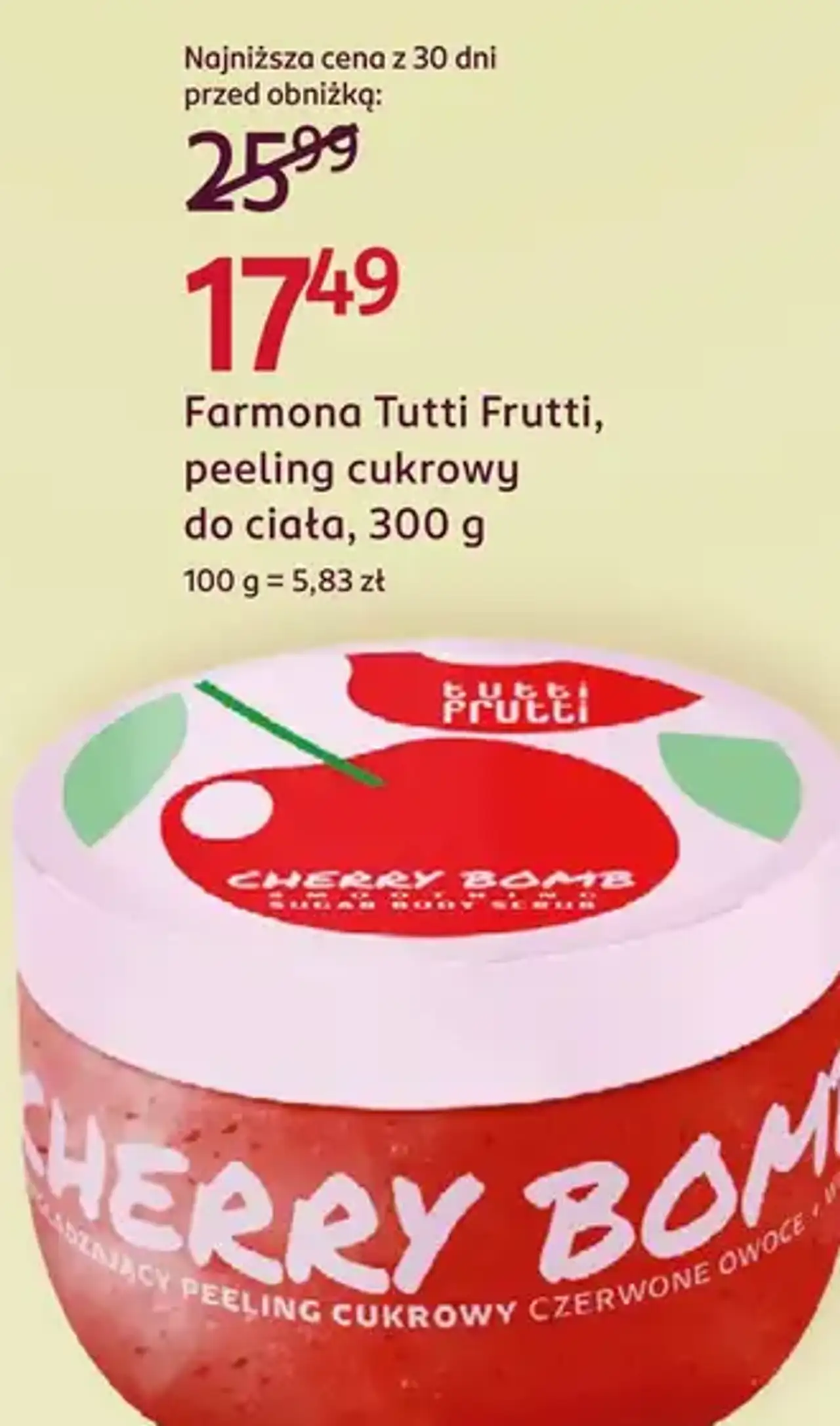 Farmona Tutti Frutti, peeling cukrowy do ciała, 300 g