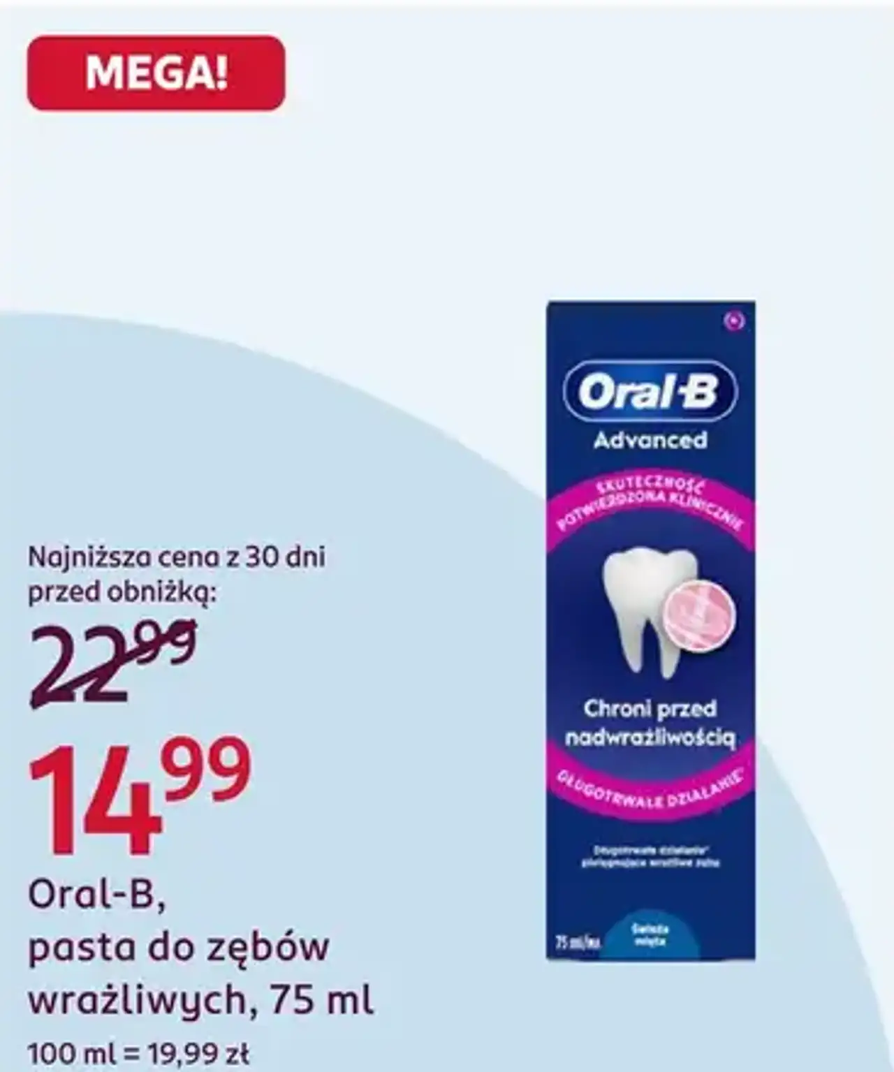 Oral-B, pasta do zębów wrażliwych, 75 ml