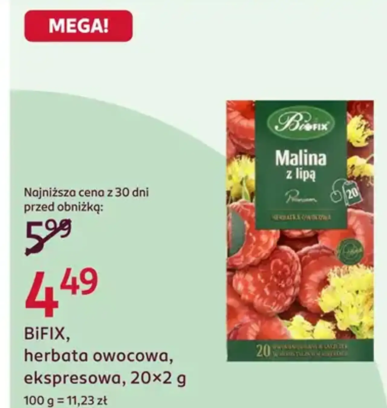 BiFiX, herbata owocowa, ekspresowa, 20x2 g