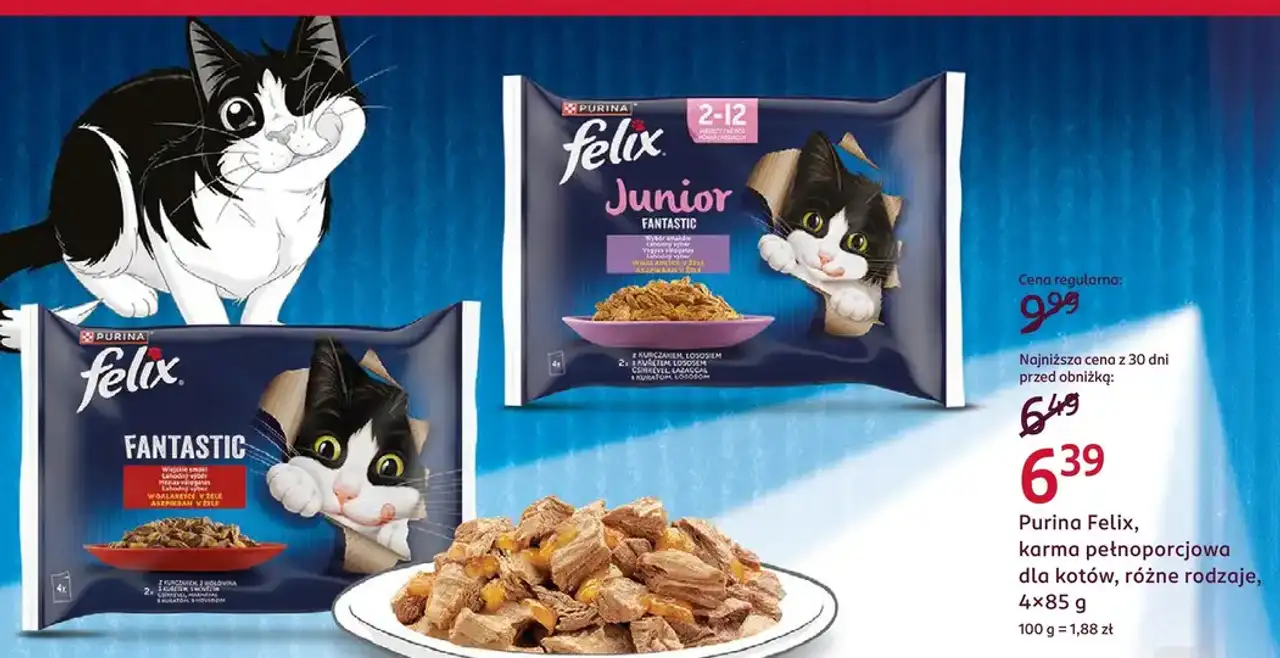 Purina Felix, karma pełnoporcjowa dla kotów, różne rodzaje