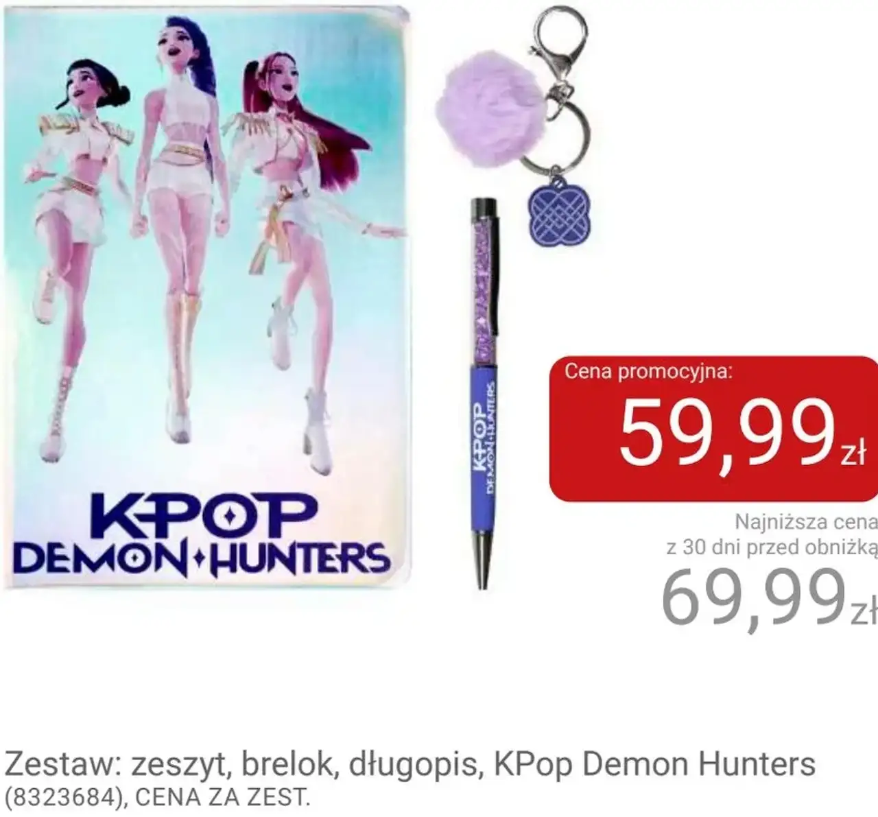 Zestaw: zeszyt, brelok, długopis, KPop Demon Hunters