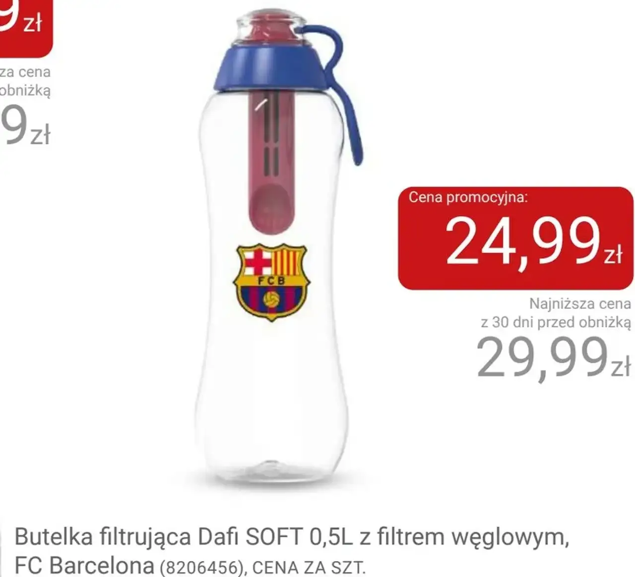 Butelka filtrująca Dafi SOFT 0,5L z filtrem węglowym, FC Barcelona