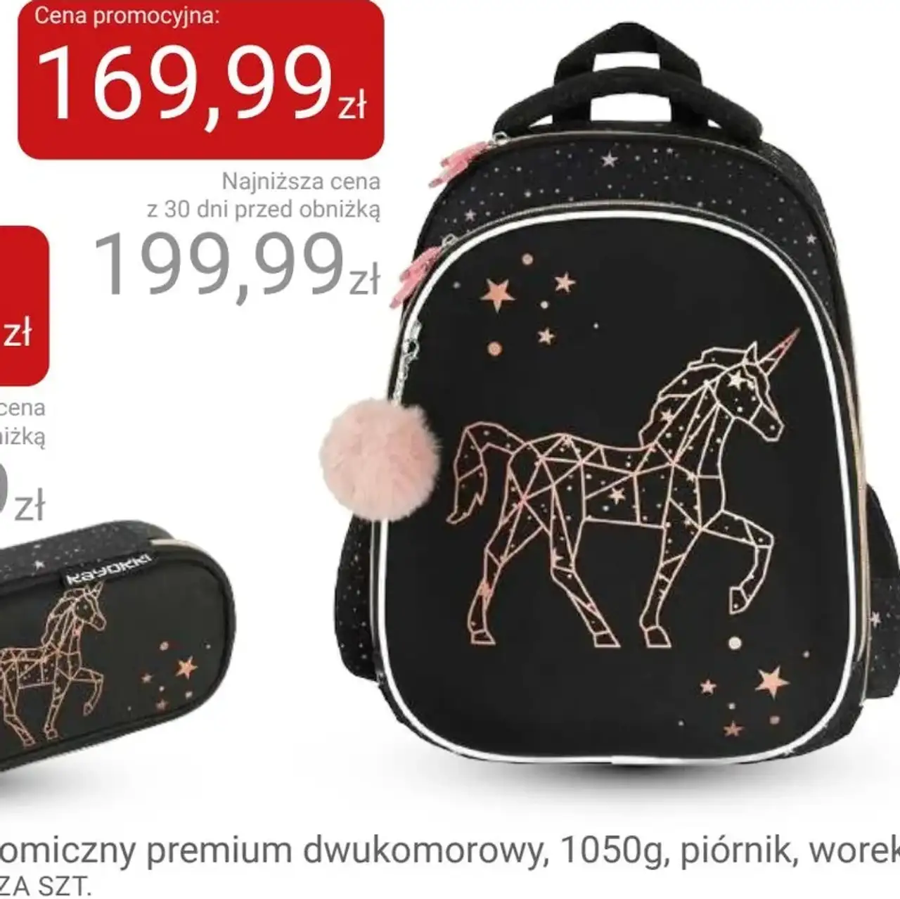 Tornister ergonomiczny premium dwukomorowy, koń geometryczny, Kayokki