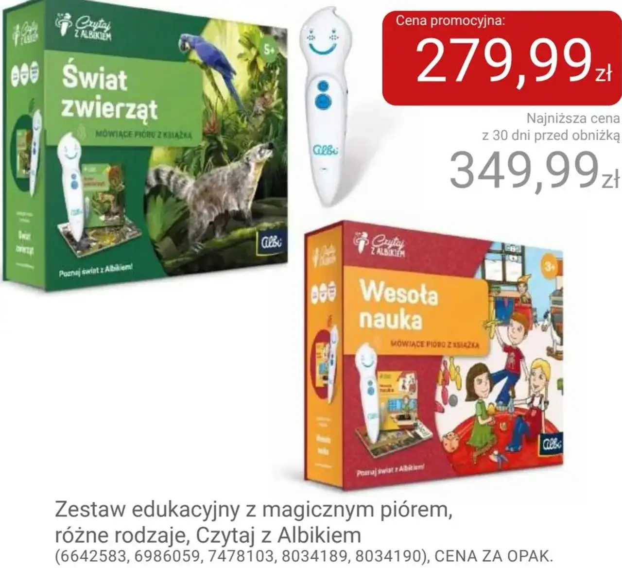 Zestaw edukacyjny z magicznym piórem, różne rodzaje, Czytaj z Albikiem