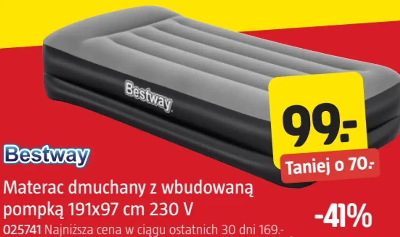Bestway Materac dmuchany z wbudowaną pompką 191x97 cm 230 V