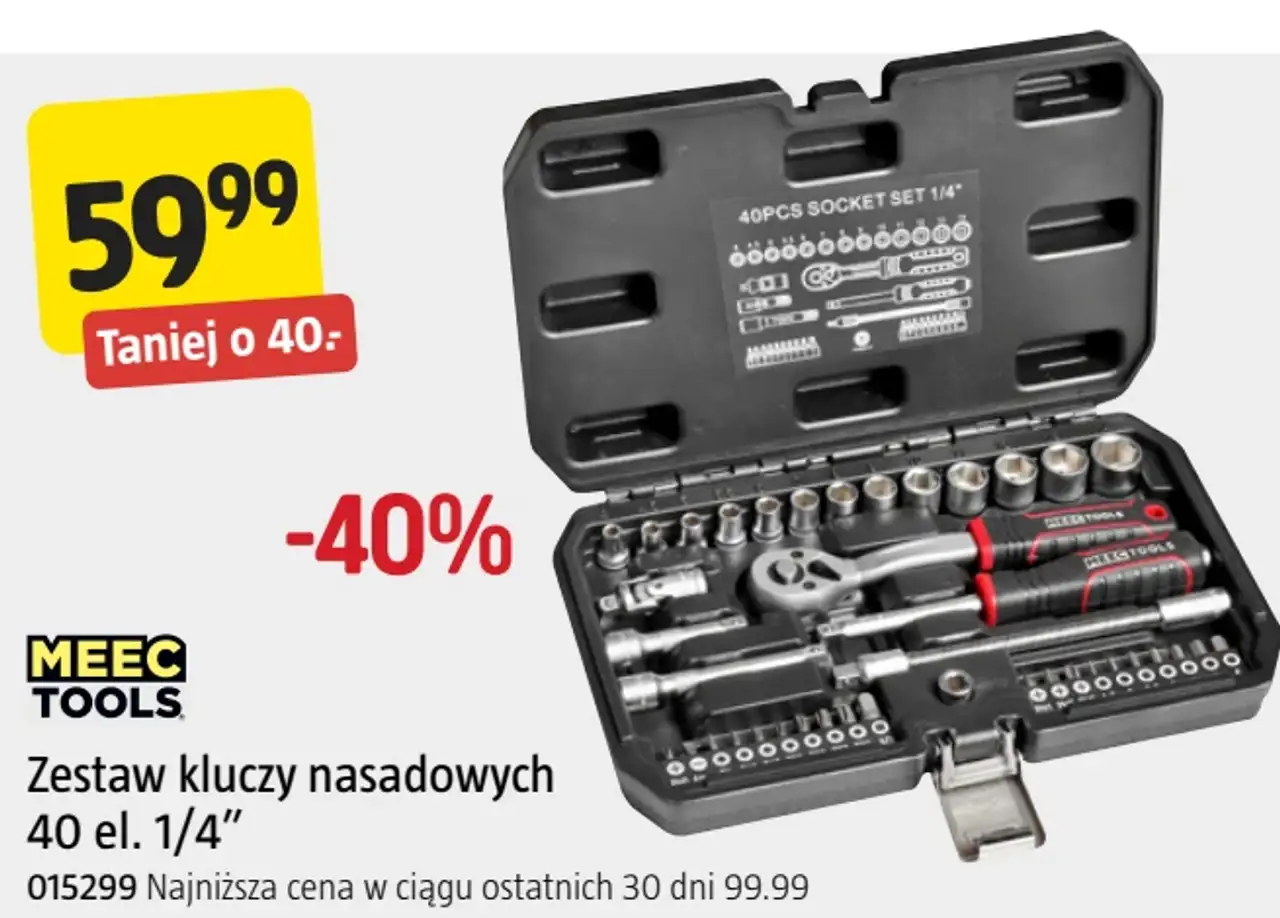 Zestaw kluczy nasadowych 40 el. 1/4" MEEC TOOLS