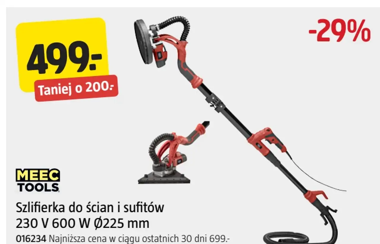 Szlifierka do ścian i sufitów 230 V 600 W Ø225 mm MEEC TOOLS