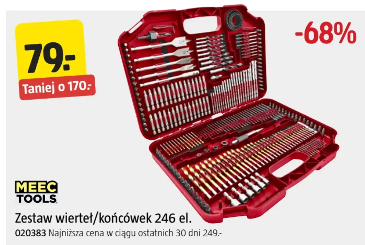Zestaw wierteł/końcówek 246 el. MEEC TOOLS