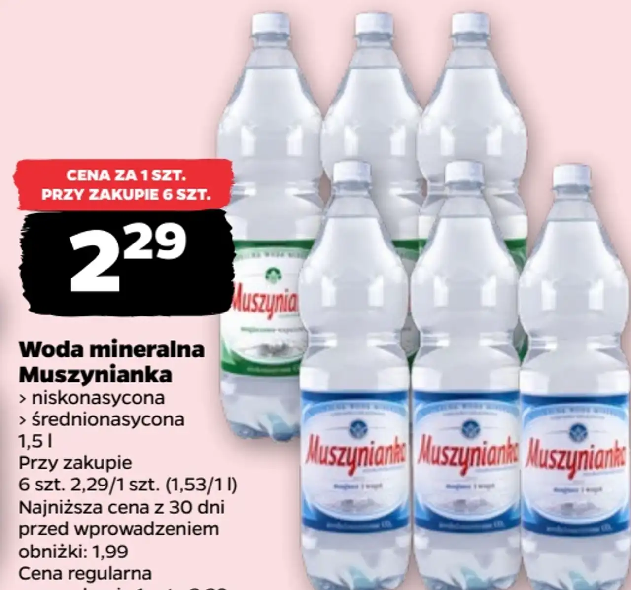 Woda mineralna Muszynianka (niskonasycona, średnionasycona)