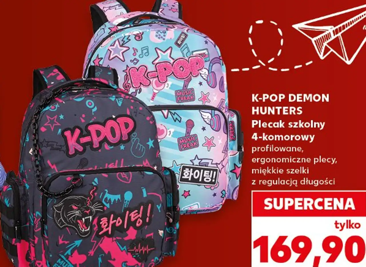 K-POP DEMON HUNTERS Plecak szkolny 4-komorowy profilowane, ergonomiczne plecy, miękkie szelki z regulacją długości
