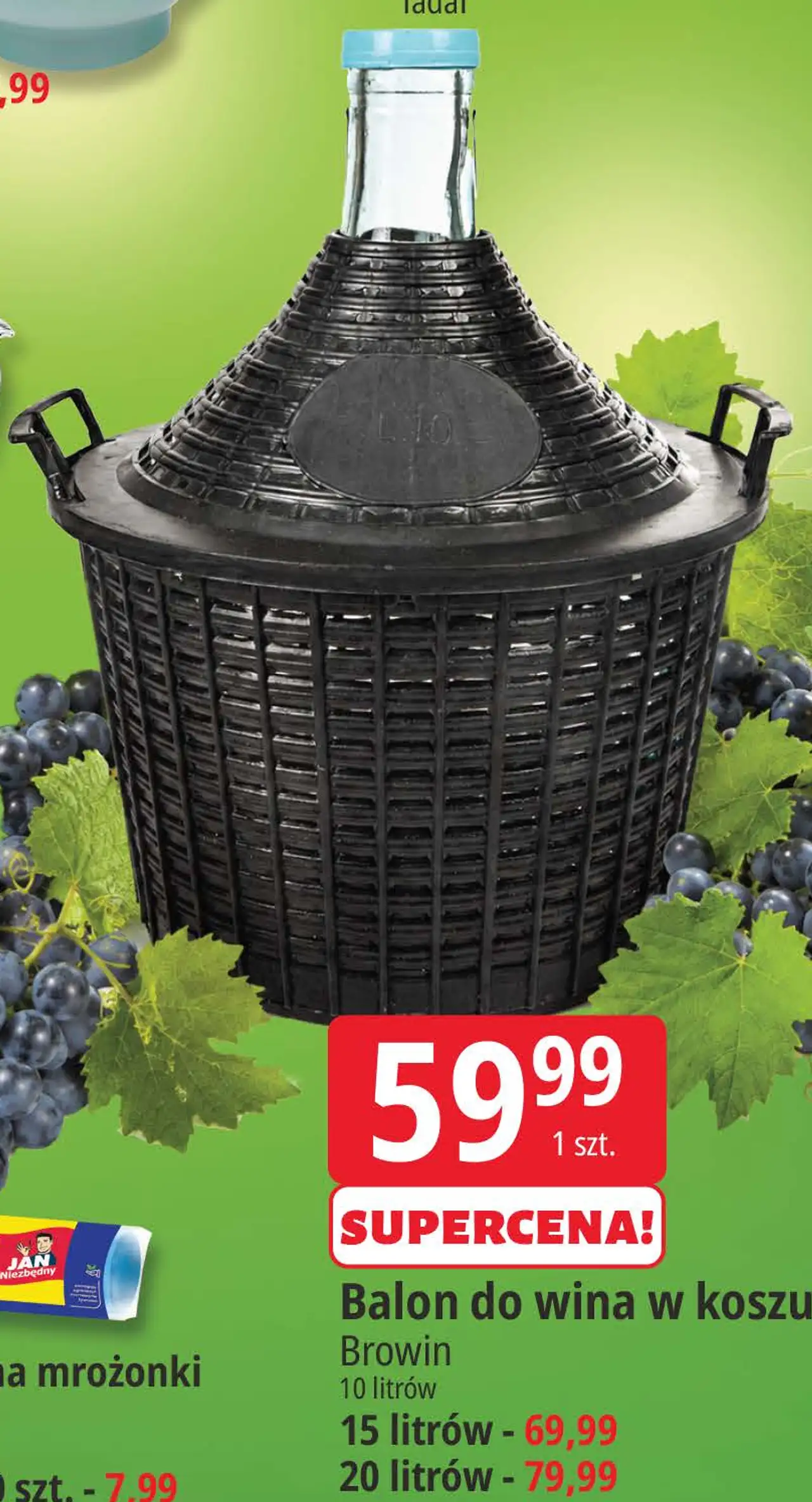 Balon do wina w koszu Browin 10 litrów