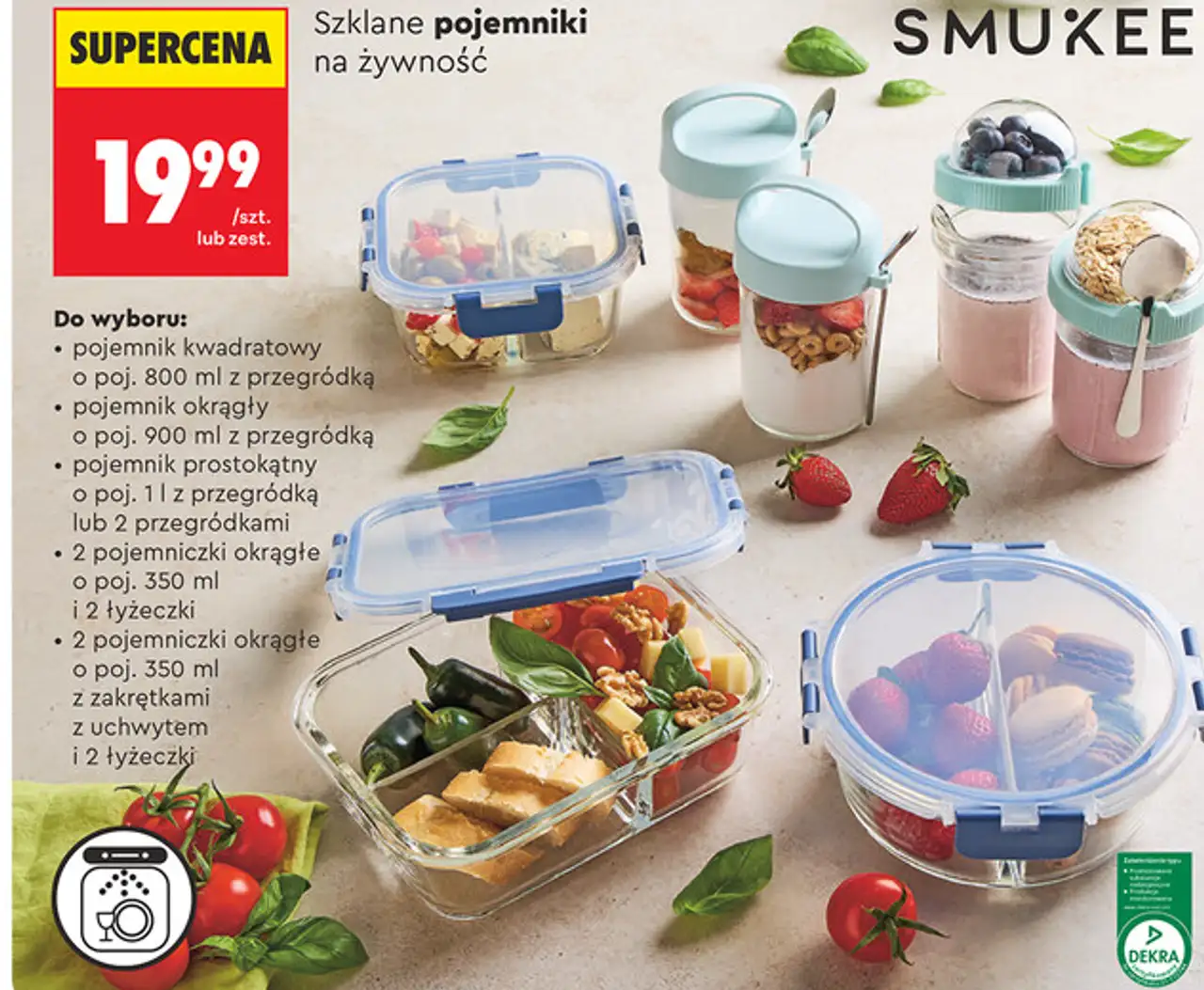 Szklane pojemniki na żywność Smukee