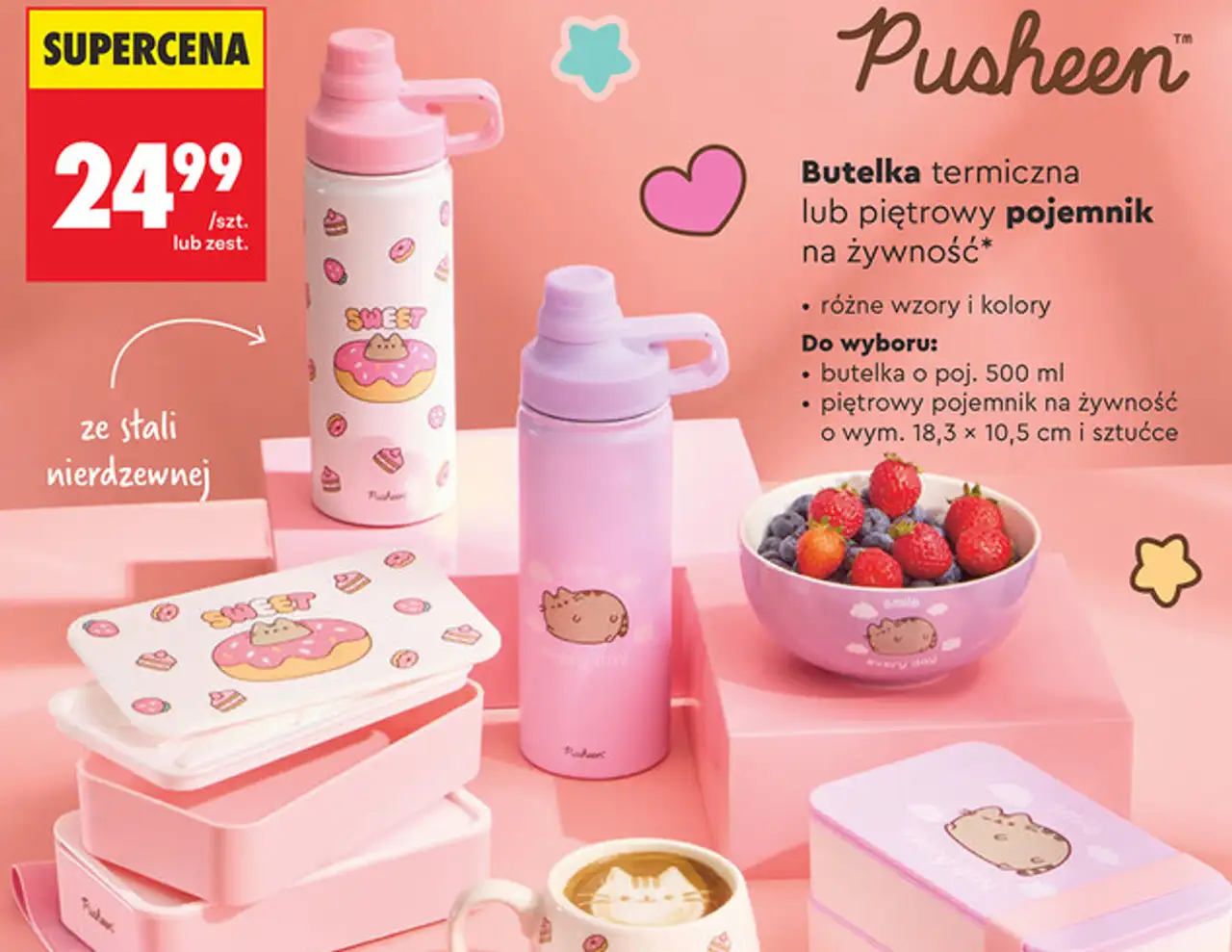 Pusheen Butelka termiczna lub piętrowy pojemnik na żywność