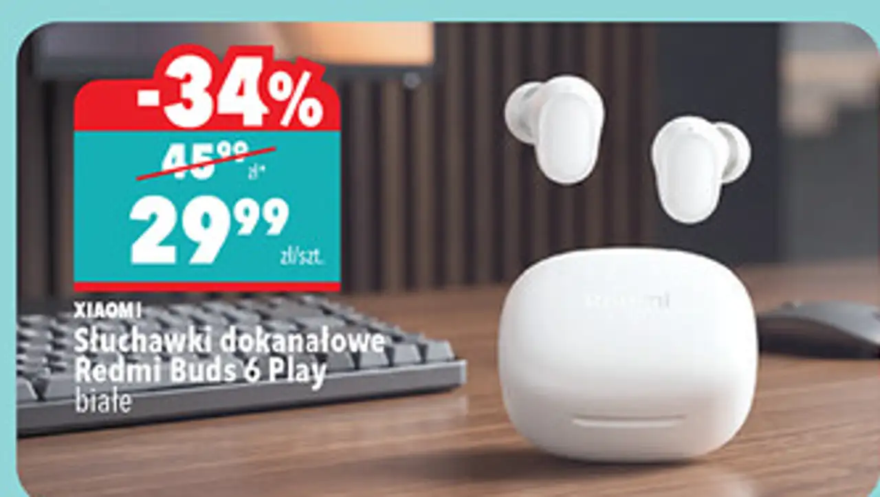 XIAOMI Słuchawki dokanałowe Redmi Buds 6 Play białe