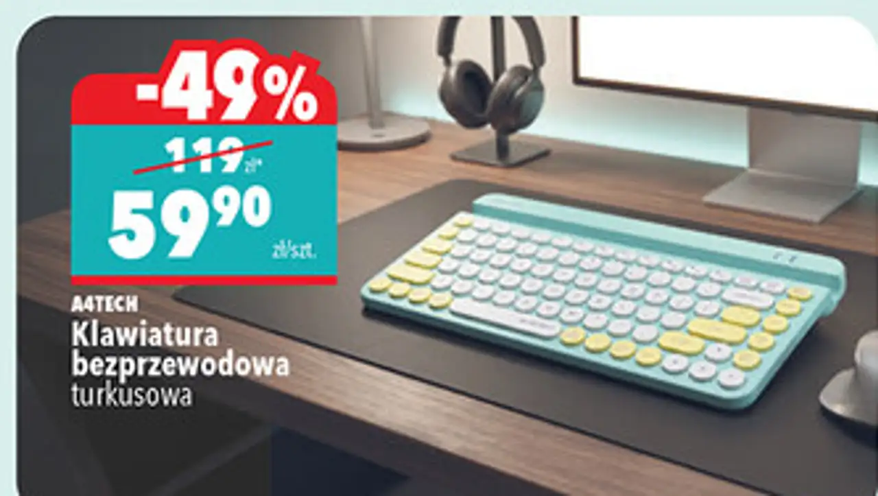 A4TECH Klawiatura bezprzewodowa turkusowa