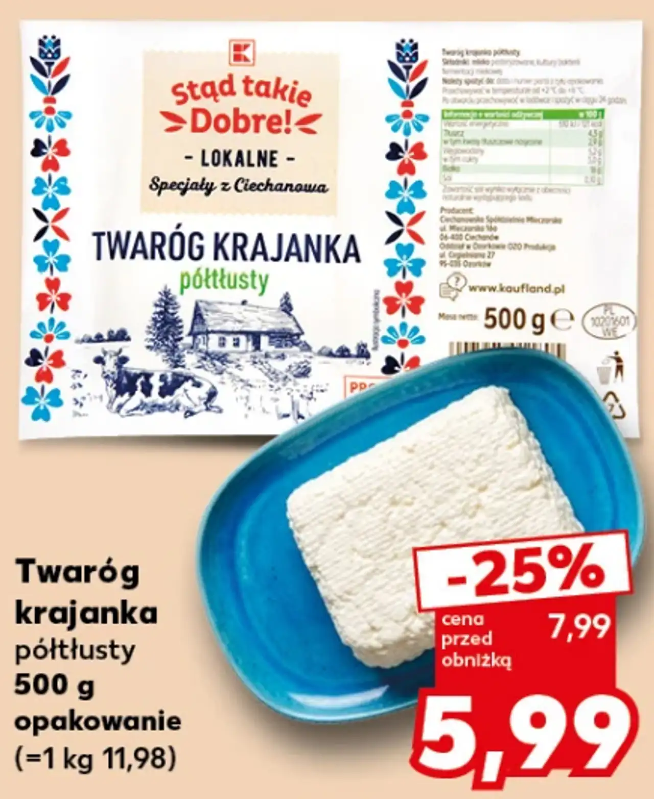 Twaróg krajanka półtłusty