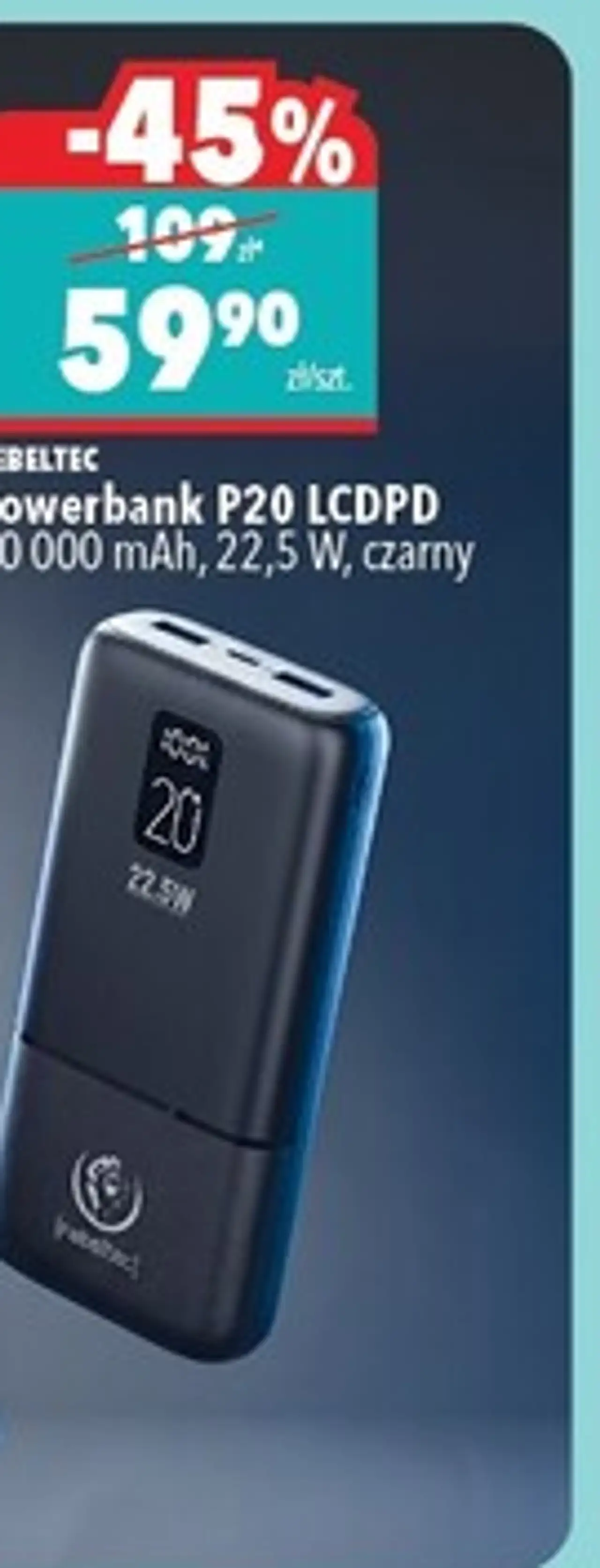 Rebeltec Powerbank P20 LCDPD 20 000 mAh