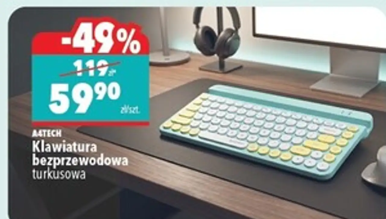 Klawiatura bezprzewodowa A4Tech turkusowa