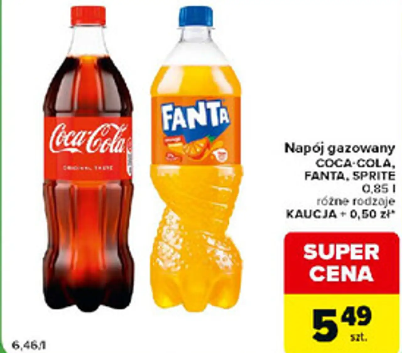 Nap3j gazowany COCA-COLA, FANTA, SPRITE 0,85 l