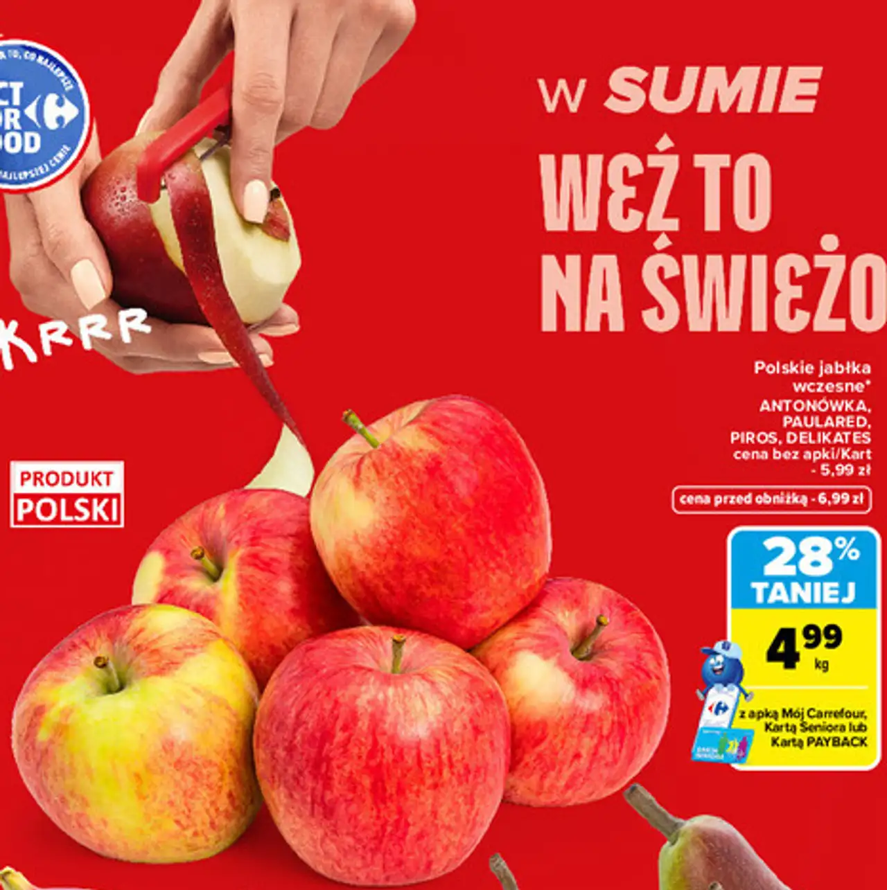Polskie jabłka wczesne (Antonówka, Paulared, Piros, Delikates)