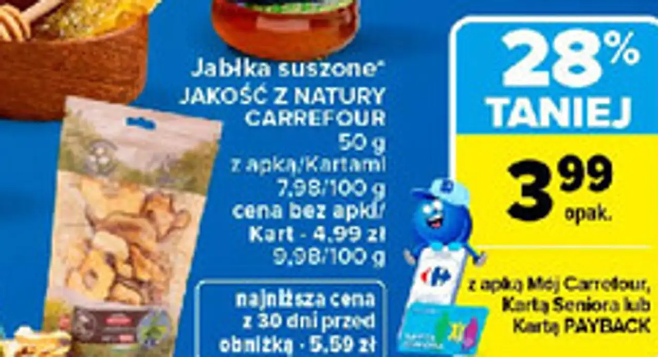 Jabłka suszone JAKOŚĆ Z NATURY CARREFOUR 50 g