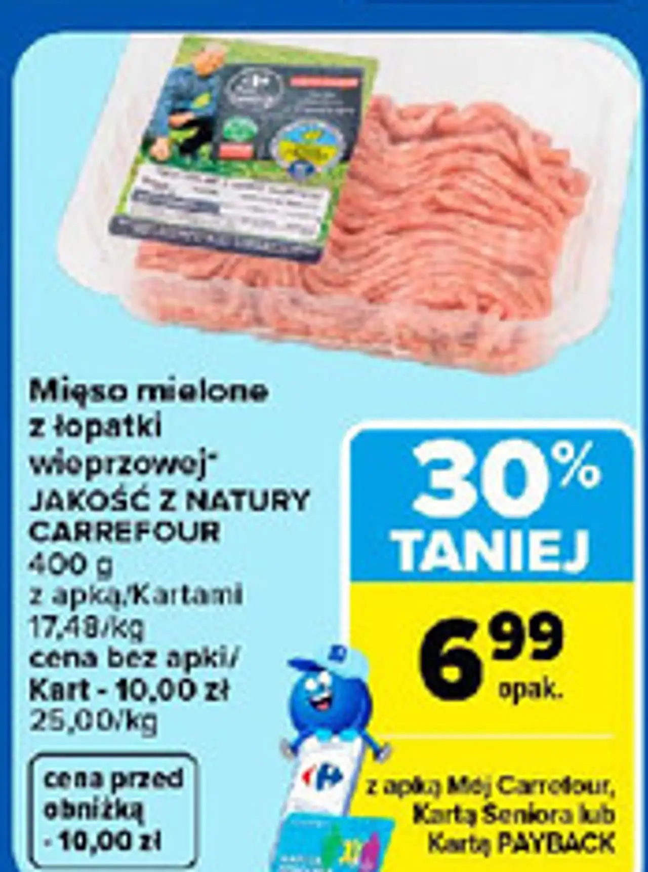 Mięso mielone z łopatki wieprzowej JAKOŚĆ Z NATURY CARREFOUR 400 g