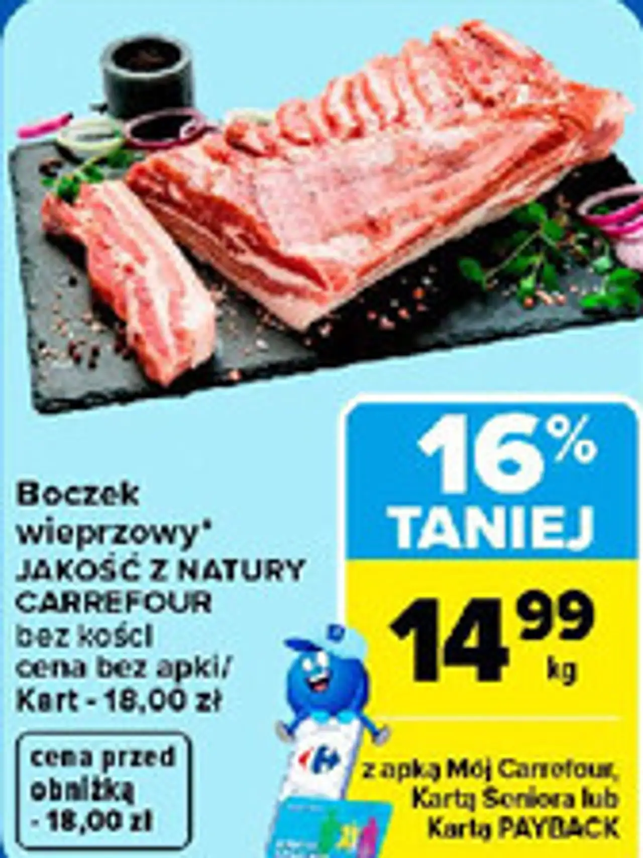 Boczek wieprzowy JAKOŚĆ Z NATURY CARREFOUR bez kości